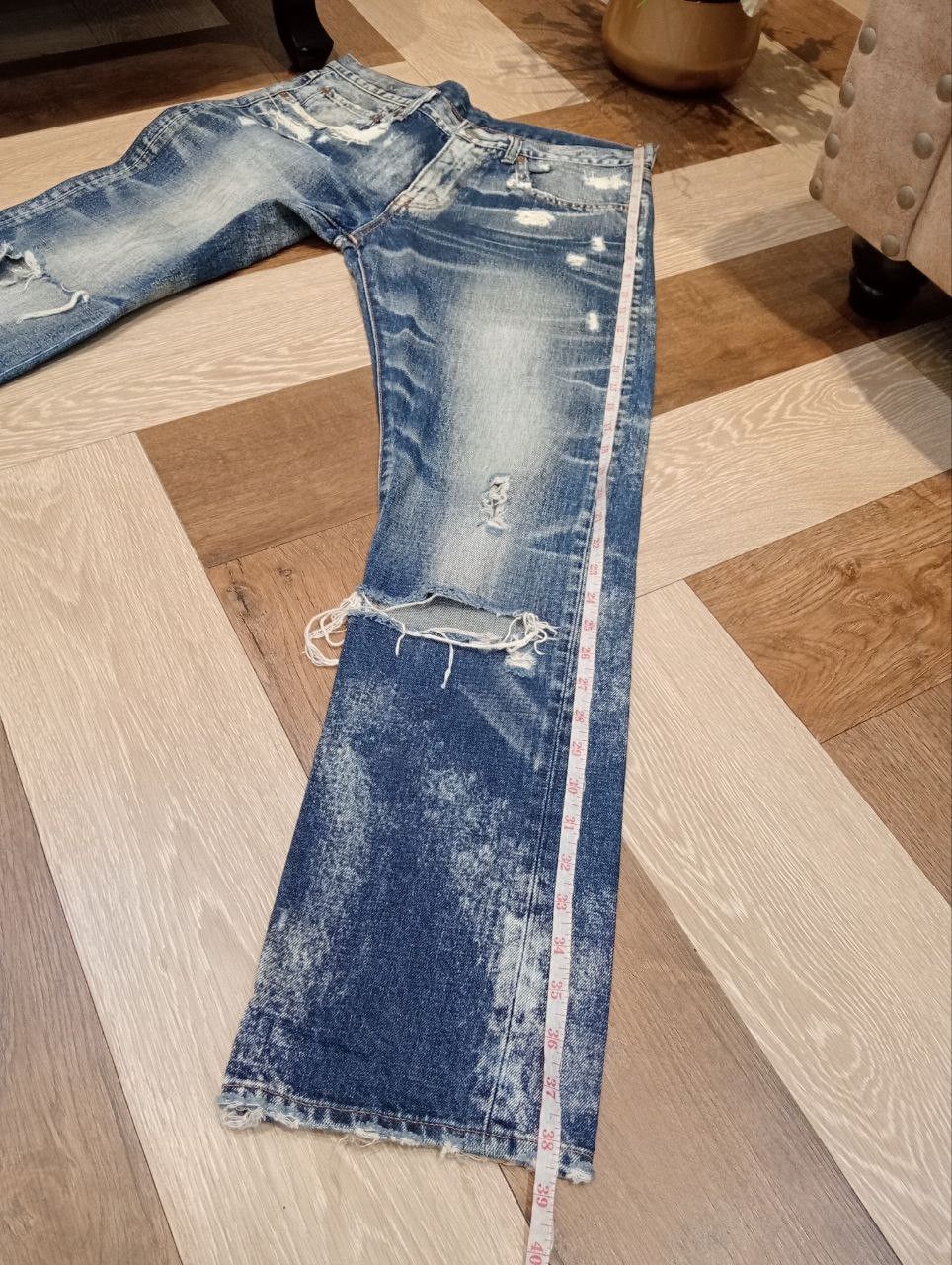 Japanese Brand RNA THE ALTERNATIVE SYNDROME BLUE DISTRESSED DENIM PANTS Size US 31 - 15 Thumbnail