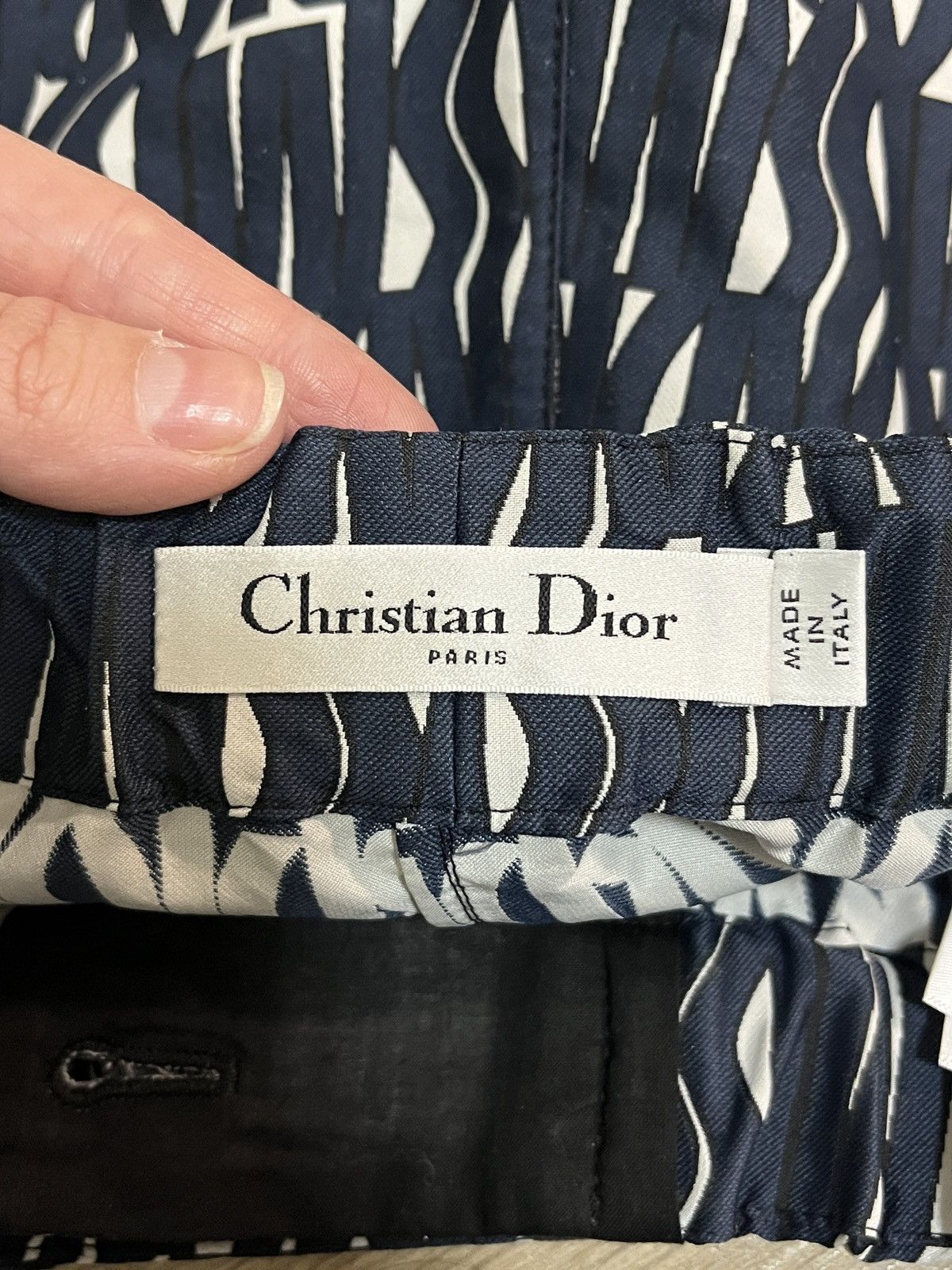 Dior Miss Dior Technical Monogram Taffeta Jacquard Navy Motif Size 25" / US 0 / IT 36 - 8 Thumbnail