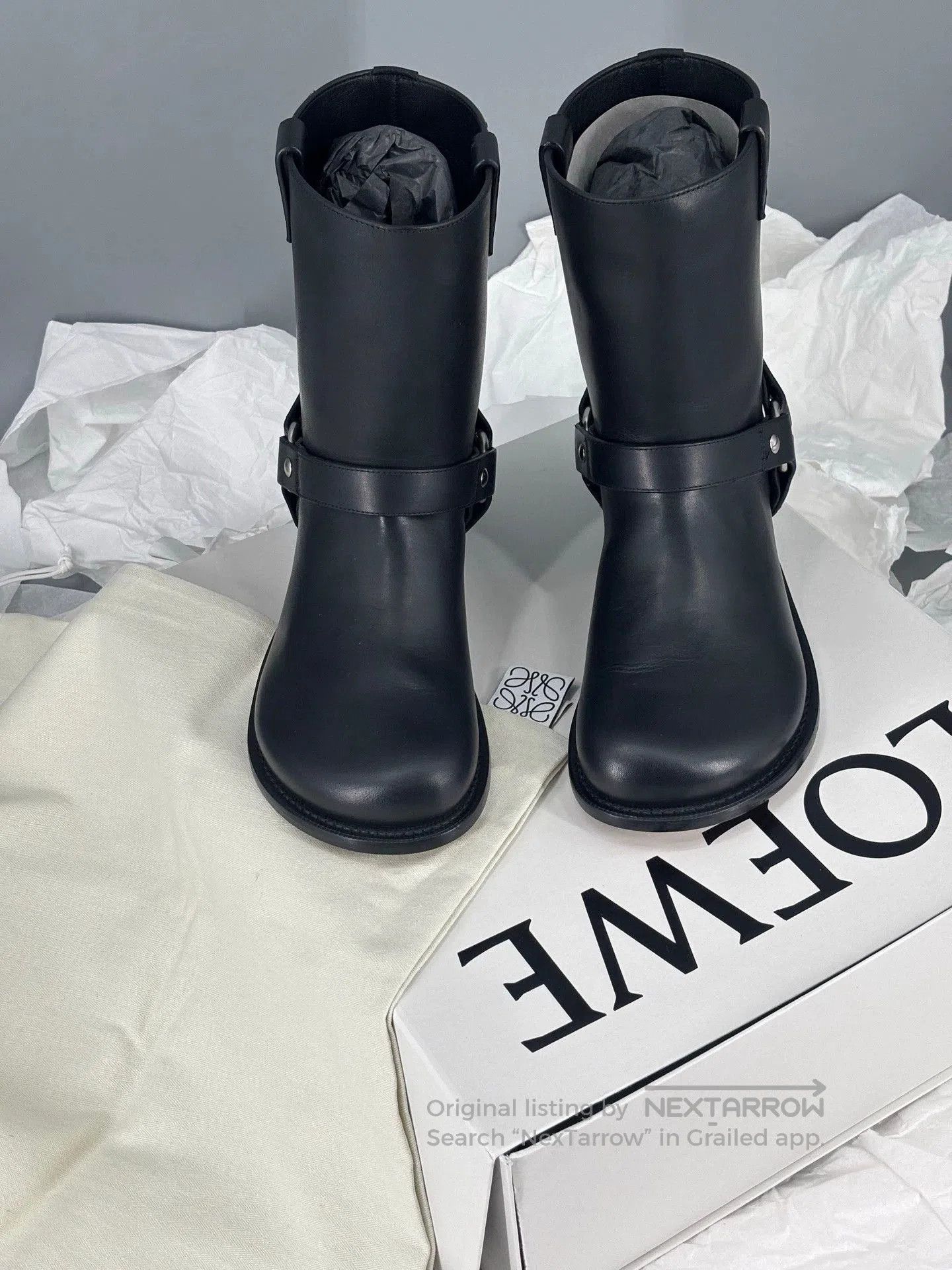 men's black leather boots by Loewe.
