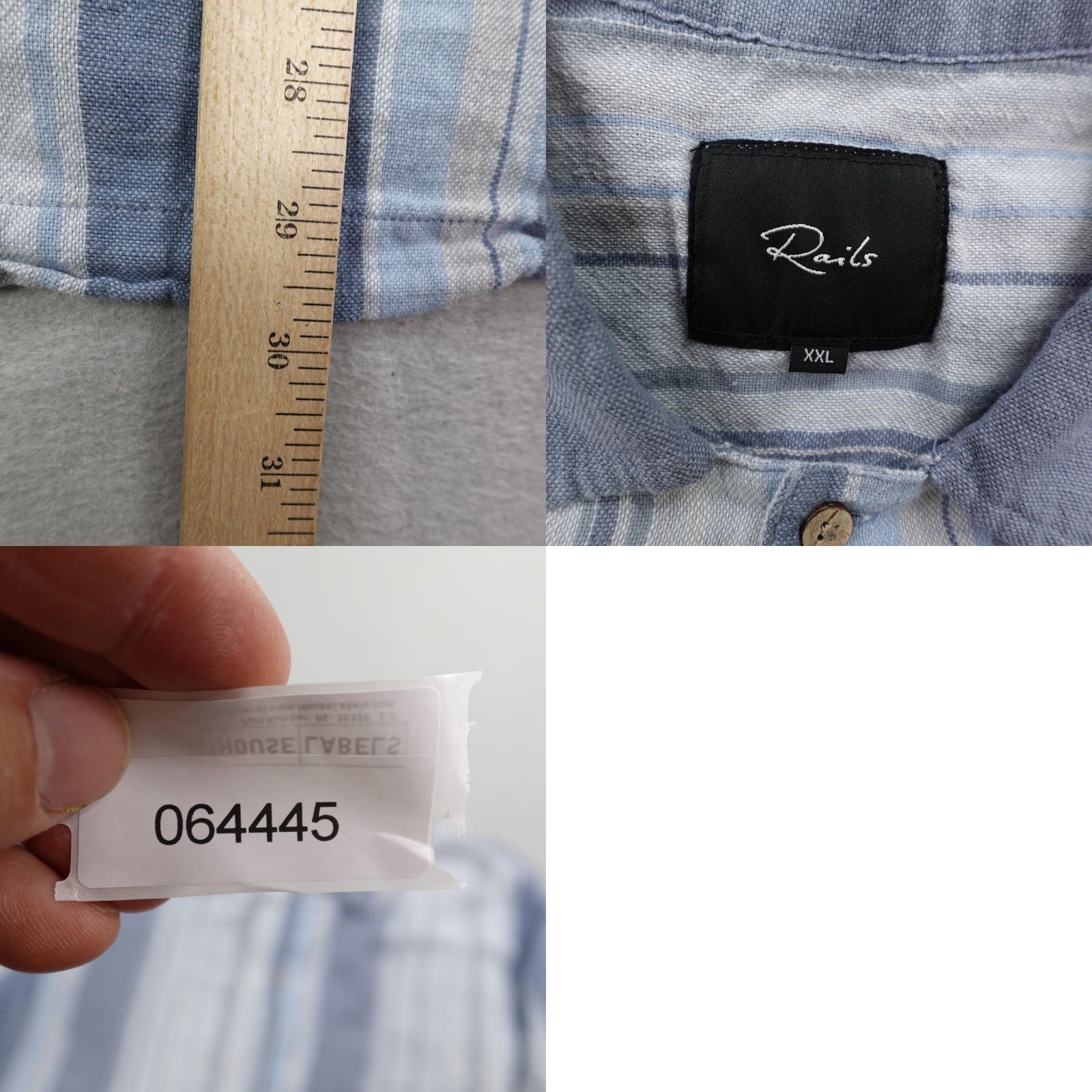 Rails Rails Shirt Men 2XL Blue White Striped Flannel Button-Up Shirt (Casual/Workwear) Mens 2XL Blue White Striped Flannel Button-Up Size US XXL / EU 58 / 5 - 8 Thumbnail