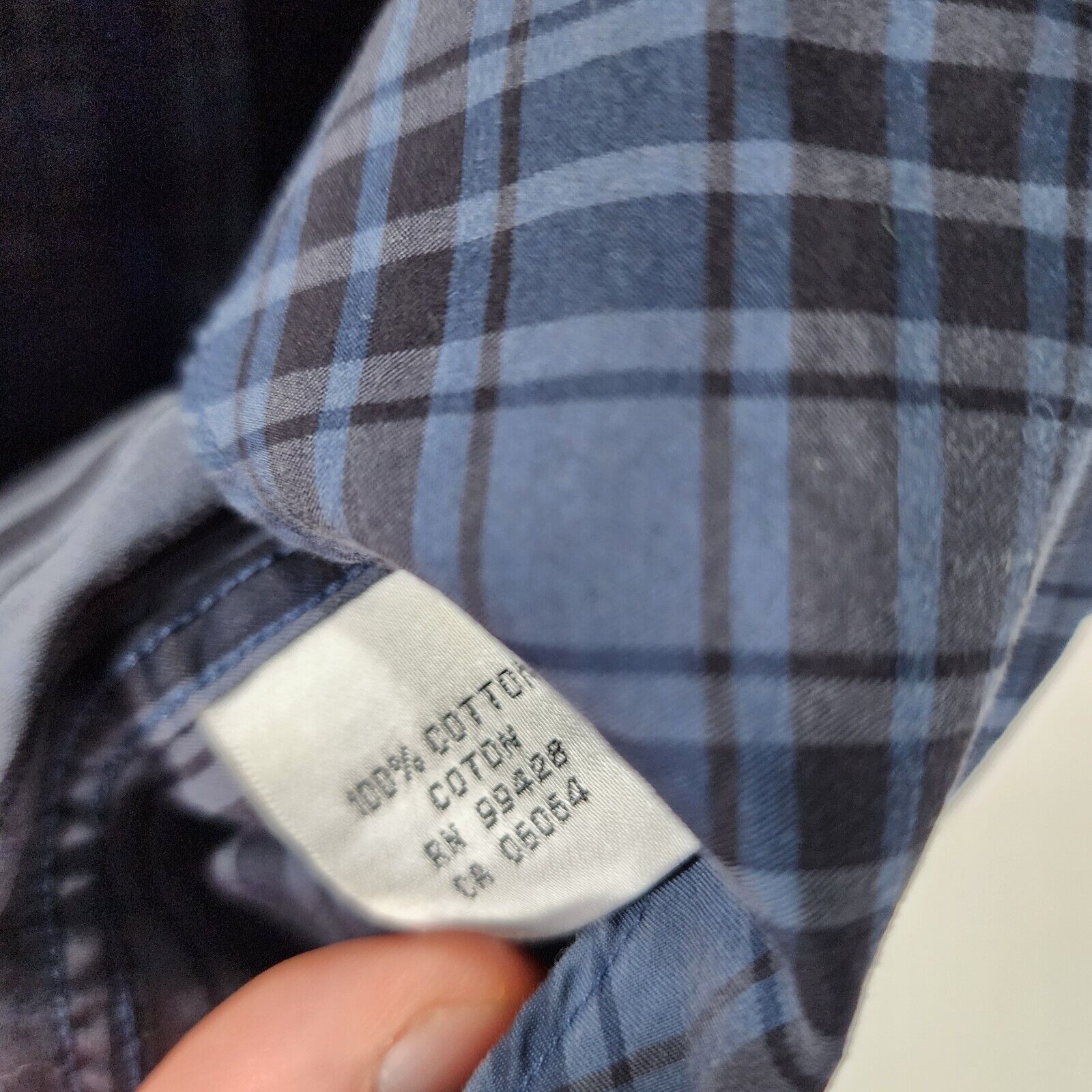 BUGATCHI Bugatchi Uomo Shaped Fit Shirt LG Blue Plaid Flip Cuff Blue Size US L / EU 52-54 / 3 - 6 Thumbnail