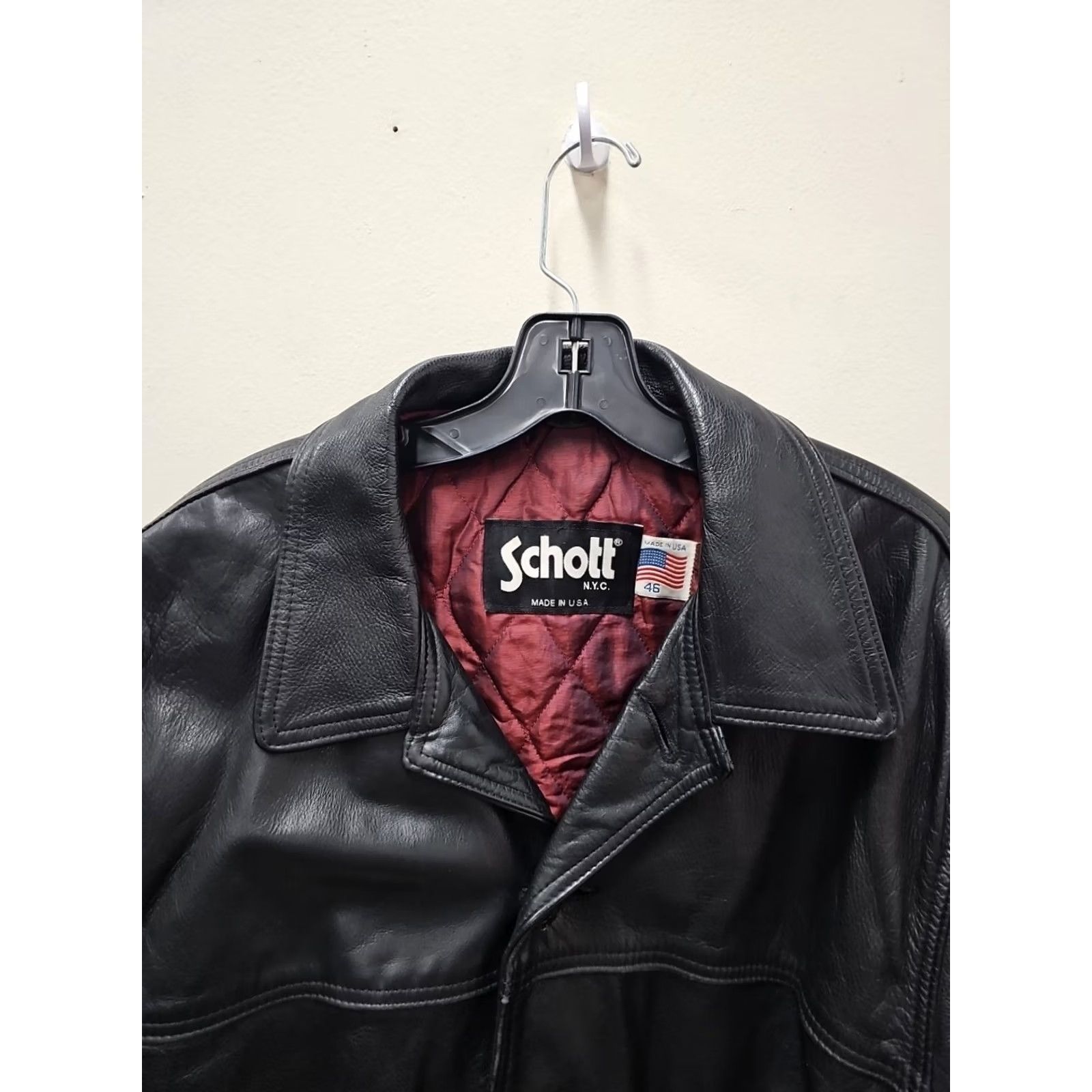 Schott VINTAGE Schott NYC 46 Black Leather Car Coat Jacket Men’s Long Overcoat Casual Formal Size US S / EU 44-46 / 1 - 2 Thumbnail