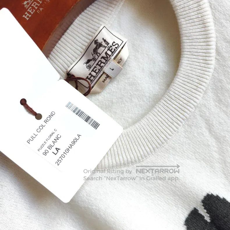 Other Hermes Jacquard White Cashmere Sweater Size L / US 10 / IT 46 - 4 Thumbnail
