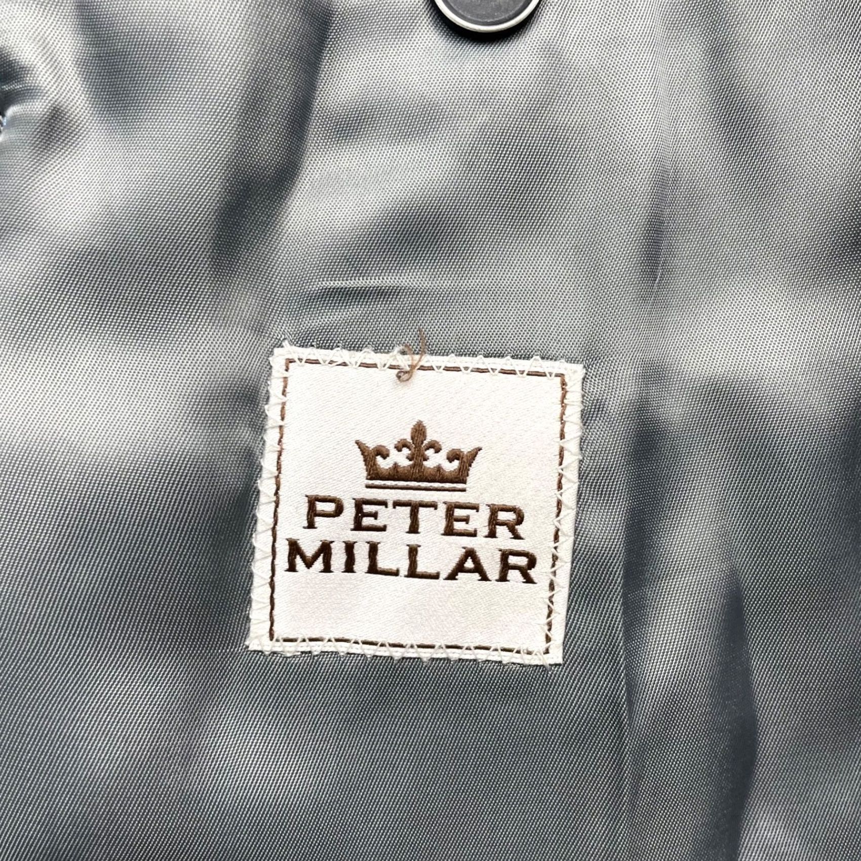 Peter Millar Peter Millar Blazer Jacket Mens 100% Wool Gray Herringbone 2-Button Long 46 L Notch Lapel Mens Size 46R - 6 Thumbnail