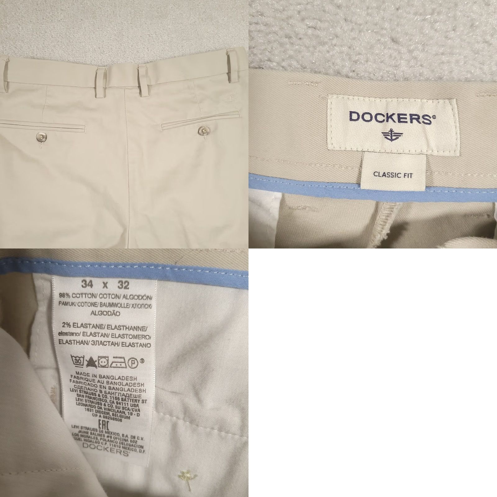 Dockers Dockers Chino Pants Mens 34x32 Beige Straight Fit Workwear Shirt? Size US 34 / EU 50 - 8 Thumbnail