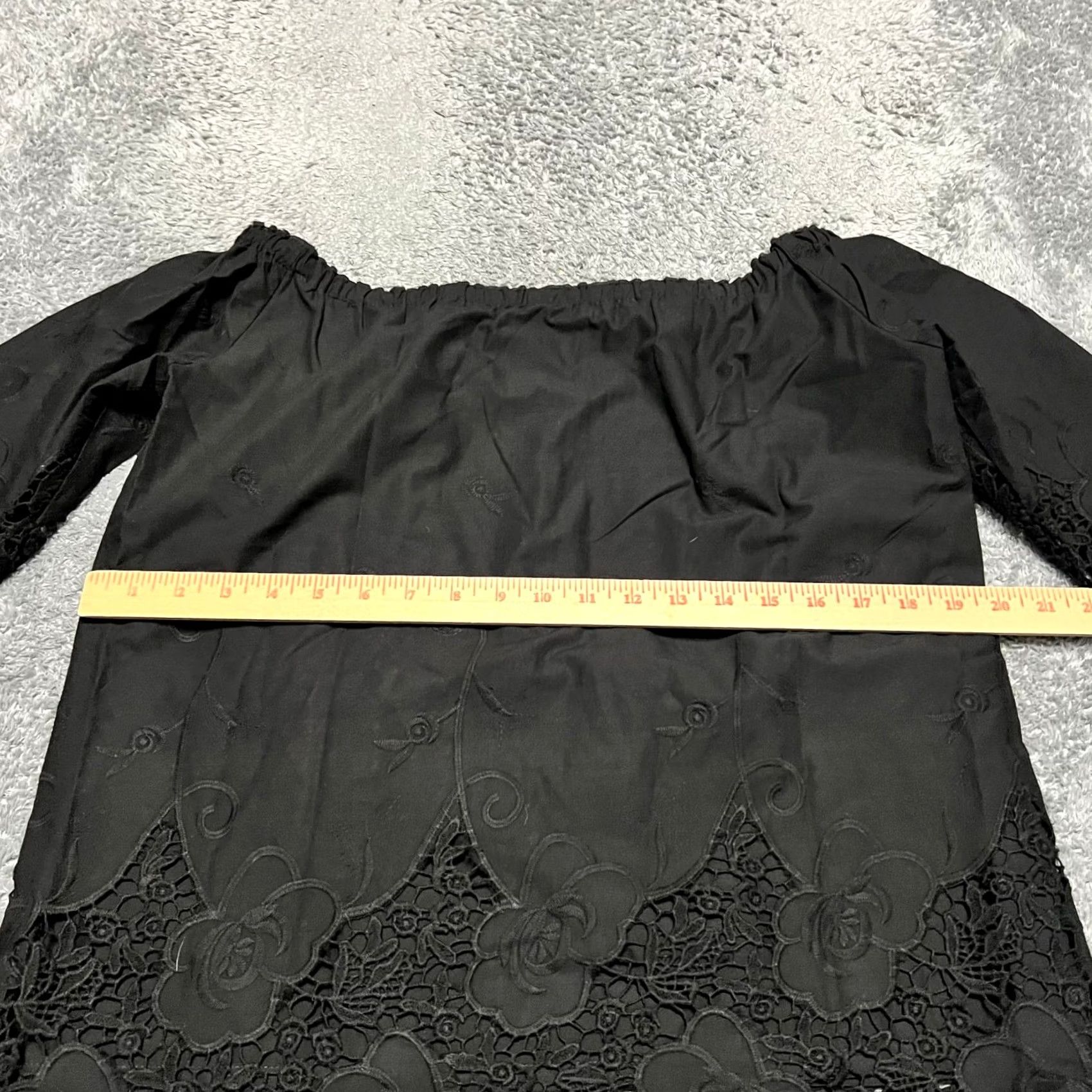 Drew Drew Blouse Womens Medium Black Lace Off the Shoulder Eyelet Shirt Size M / US 6-8 / IT 42-44 - 7 Thumbnail