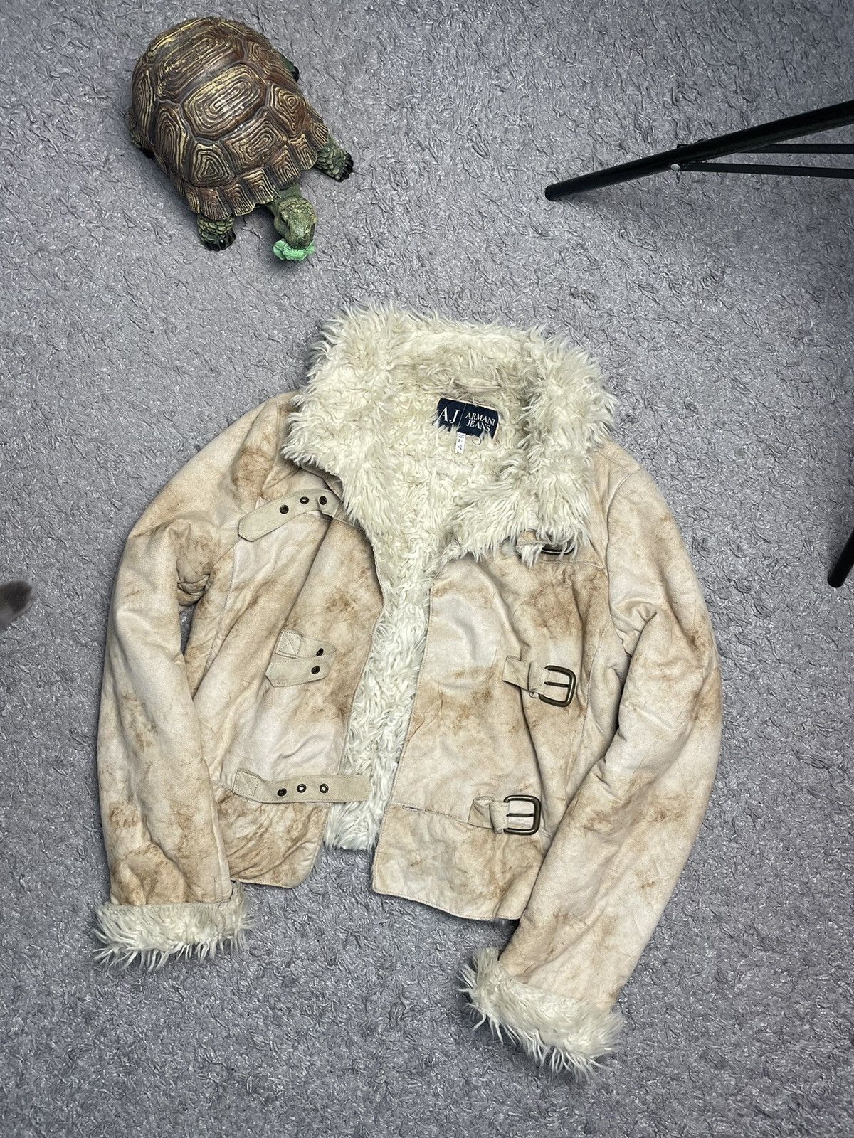 Armani × Japanese Brand × Vintage Armani Jeans Suede Fur Faux