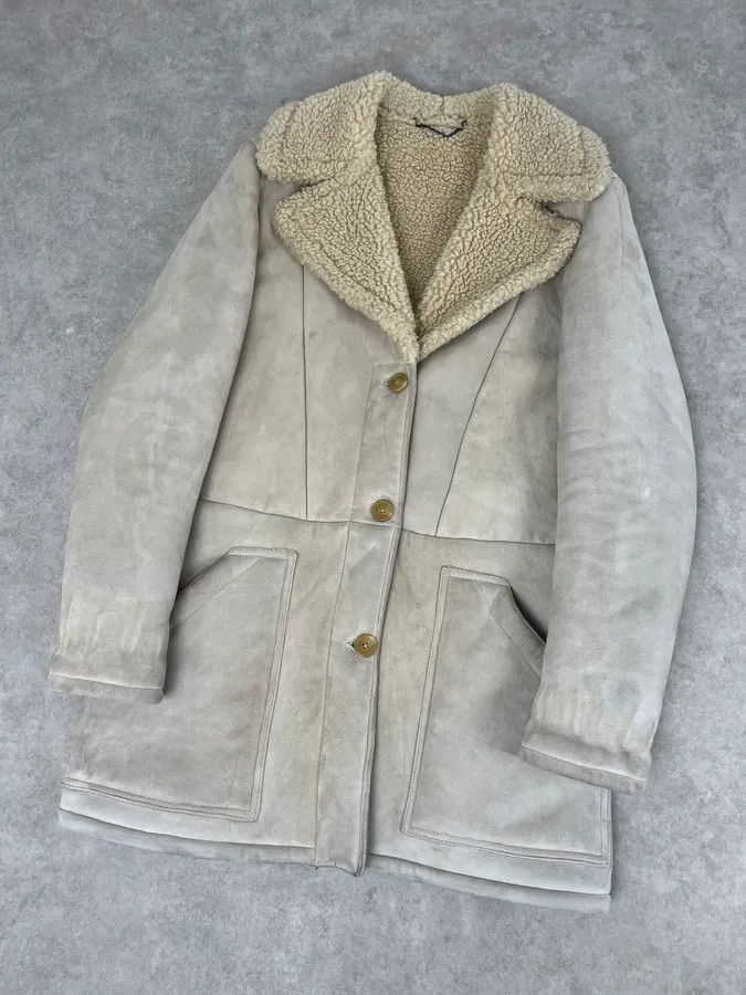 Maison Margiela 2012 Maison Margiela H&M Beige Leather Fur Coat Size US L / EU 52-54 / 3 - 5 Thumbnail