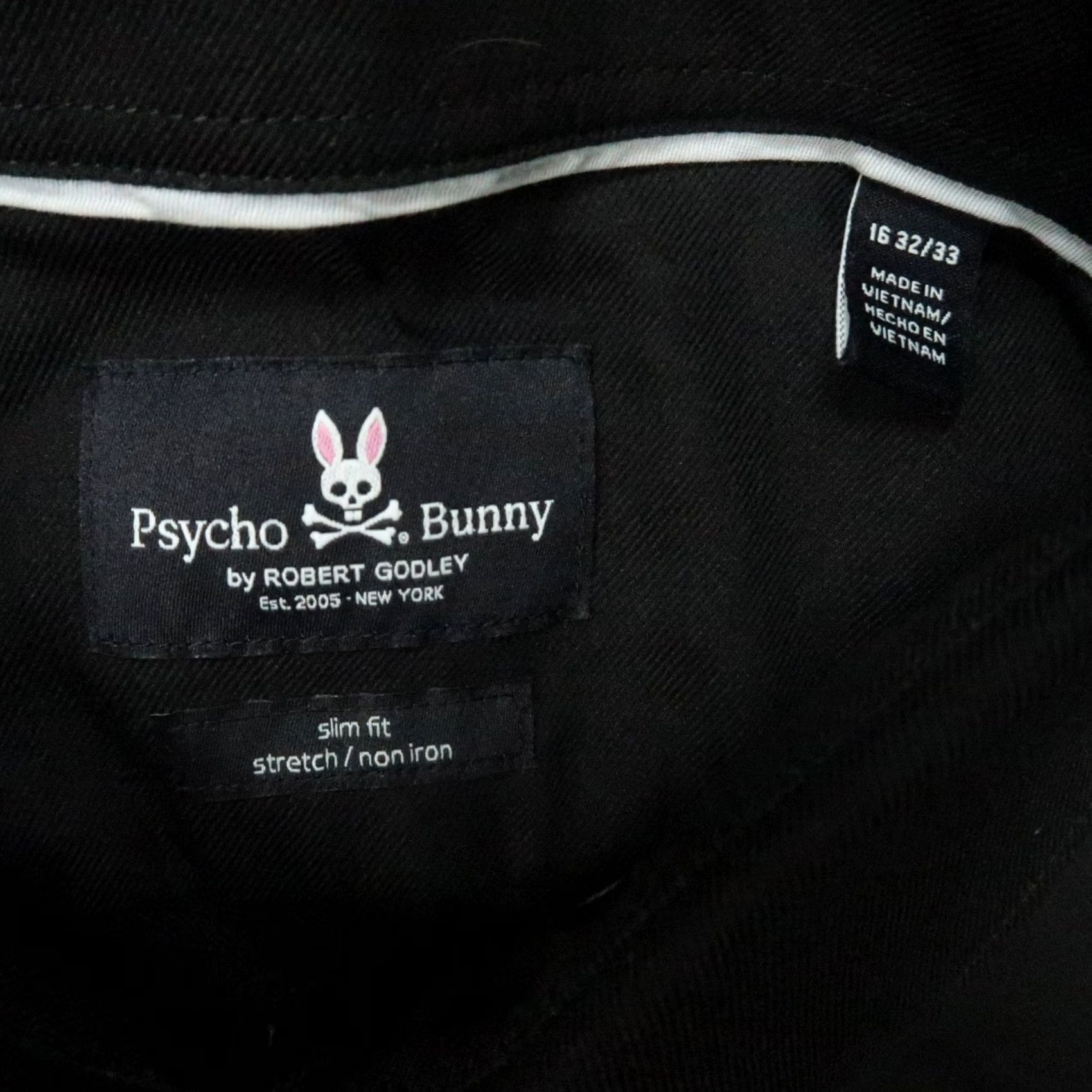 Psycho Bunny Psycho Bunny Shirt Mens Medium 16 Black Long Sleeve Slim Non-Iron Dress Button Cuff 42 in Chest Regular Size M Size US M / EU 48-50 / 2 - 3 Thumbnail