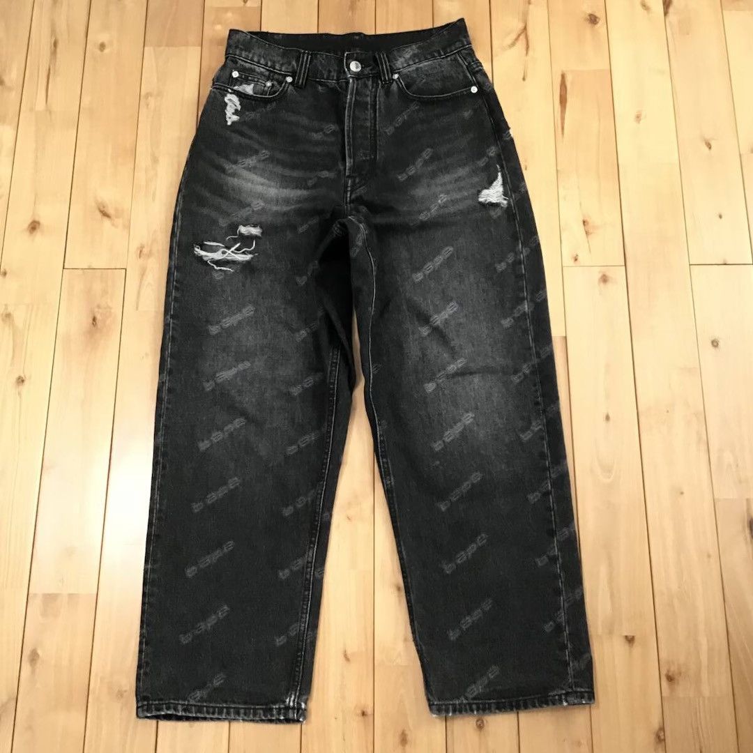 Bape BAPE STA HEXAGRAMASER DESTROY BLACK DENIM PANTS star ★size S Size US 30 / EU 46 - 2 Thumbnail