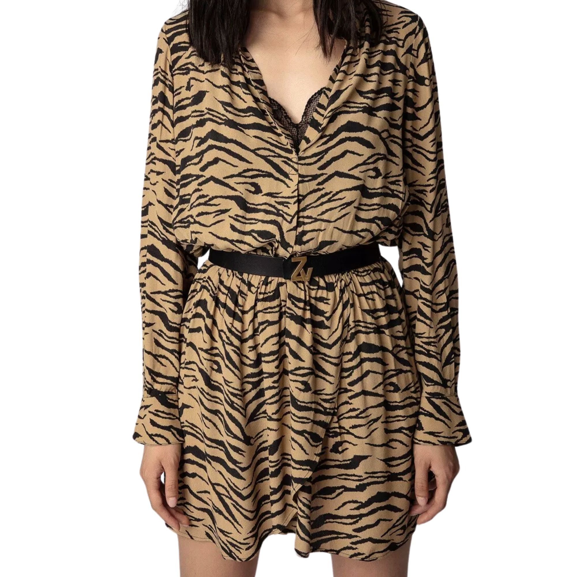 Zadig & Voltaire Zadig & Voltaire Rinka Tiger Print Long Sleeve Mini Dress XS Size XS / US 0-2 / IT 36-38 - 3 Thumbnail