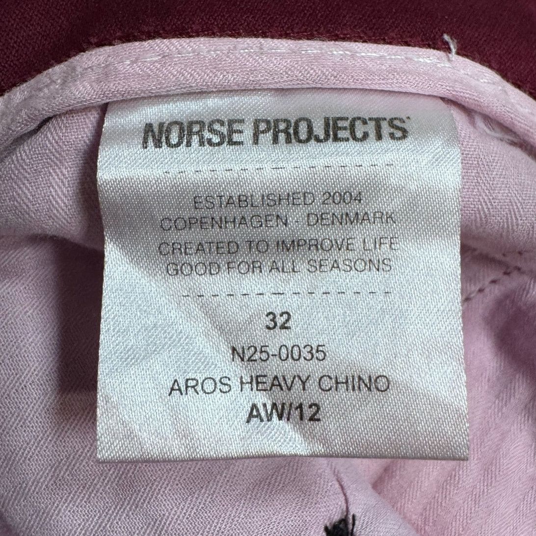 Norse Projects Norse Project Aros Heavy Chino Cotton Pants MaroonMen’s 32 Size US 32 / EU 48 - 4 Thumbnail