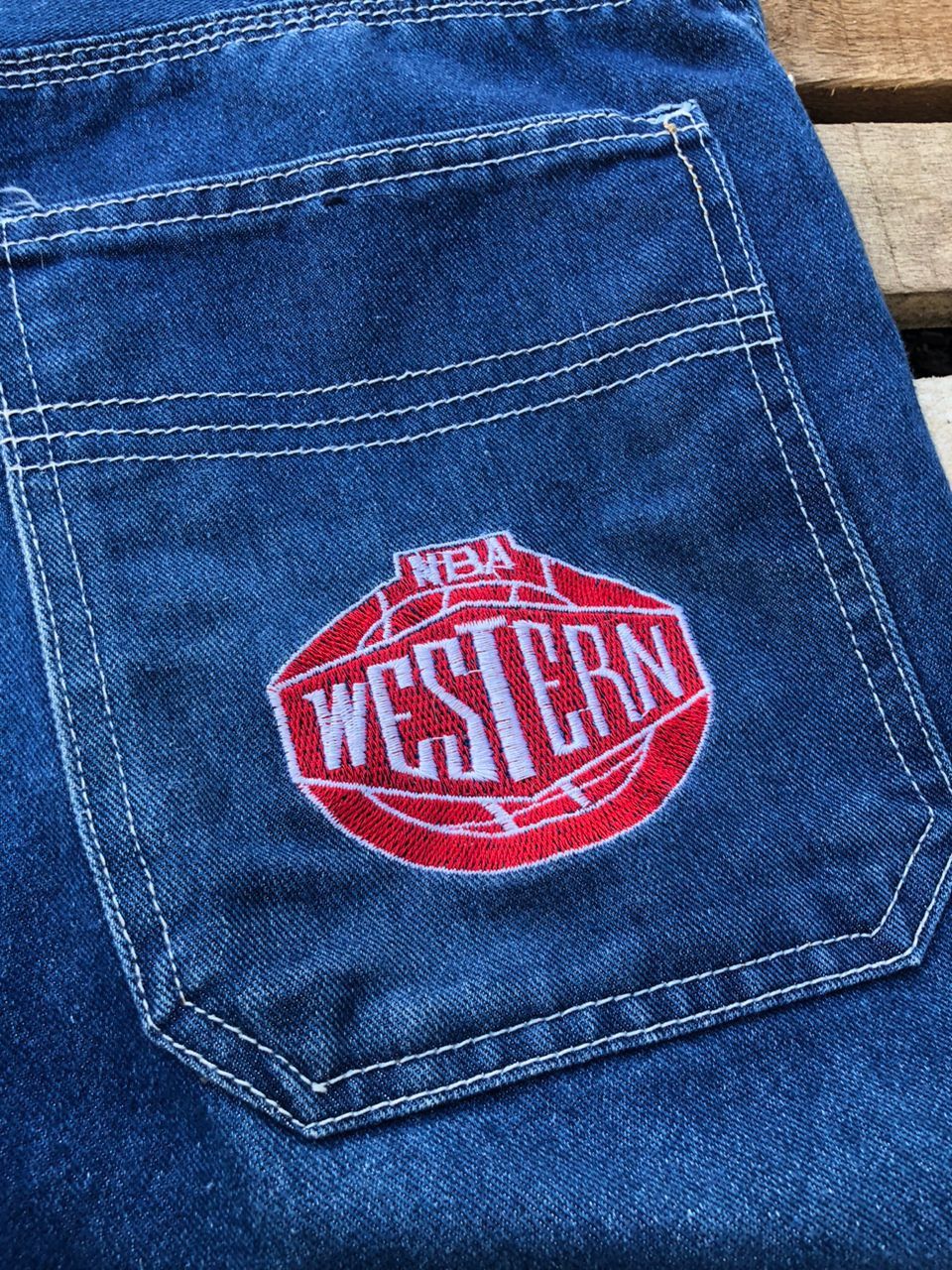 NBA Vintage NBA Western Jorts Denim Short Size US 31 - 4 Thumbnail