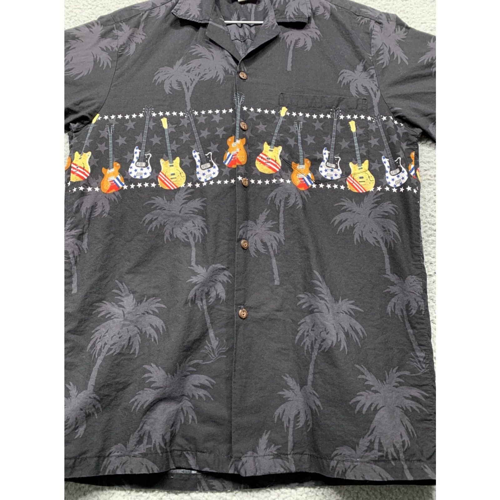 Vintage Pacific Legend Button-Up Shirt Mens M Black Palm Trees Guitars Hawaii USA Shirt Size US M / EU 48-50 / 2 - 3 Thumbnail