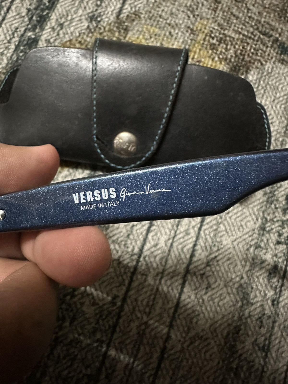 Versace Gianni Versace Mens Vintage Sunglasses Blue Gold Size ONE SIZE - 6 Thumbnail