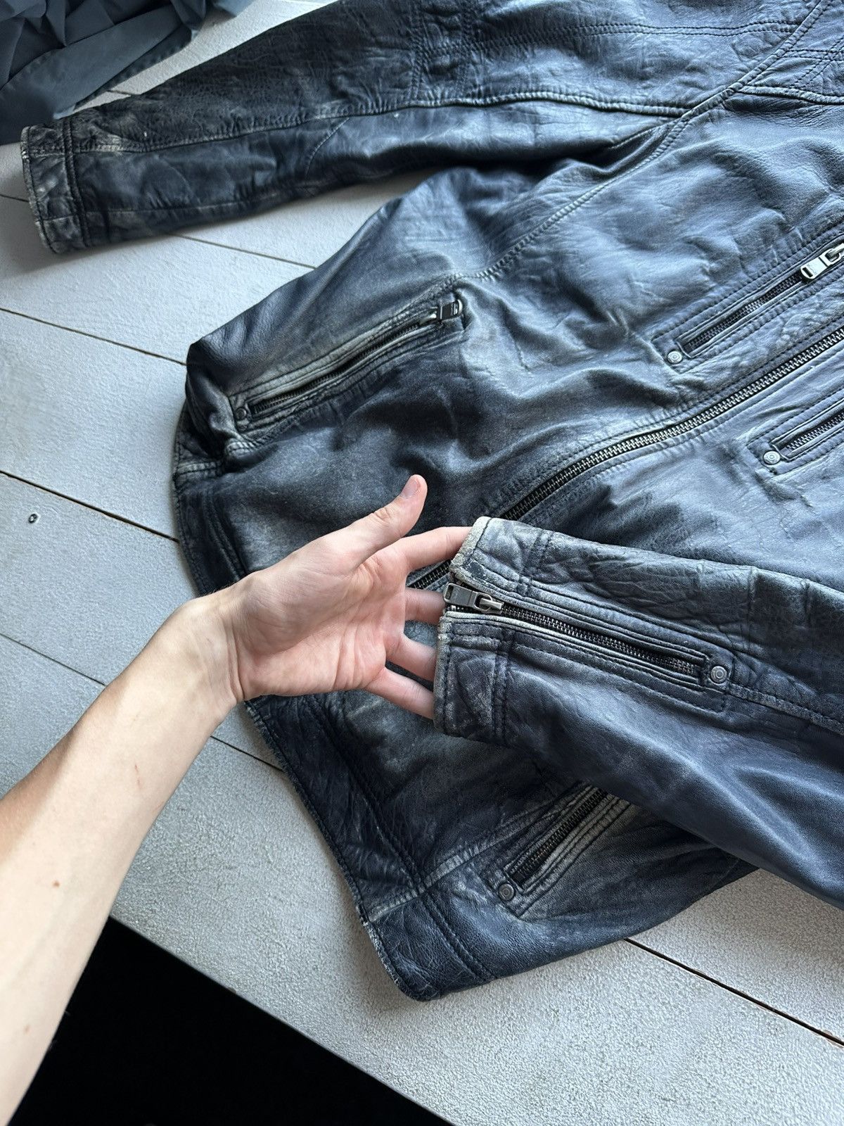 Other 🚨VNTG LEATHER JACKET AVANT GARDE ASYMMETRICAL BLACK MOTO Size US L / EU 52-54 / 3 - 3 Thumbnail