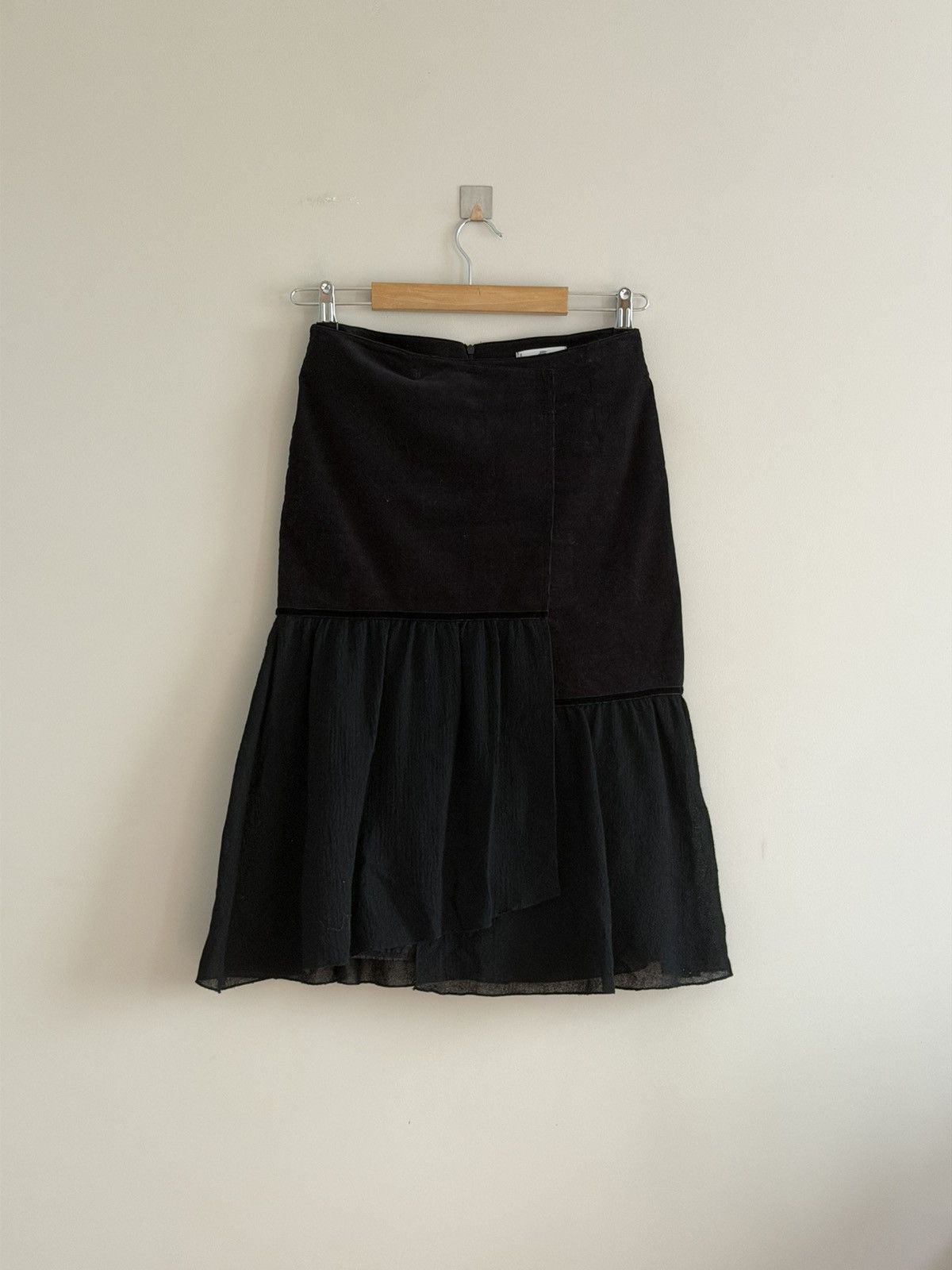 Vintage Avant Garde Velvet Panel Midi Skirt Size 30" / US 8 / IT 44 - 1 Thumbnail