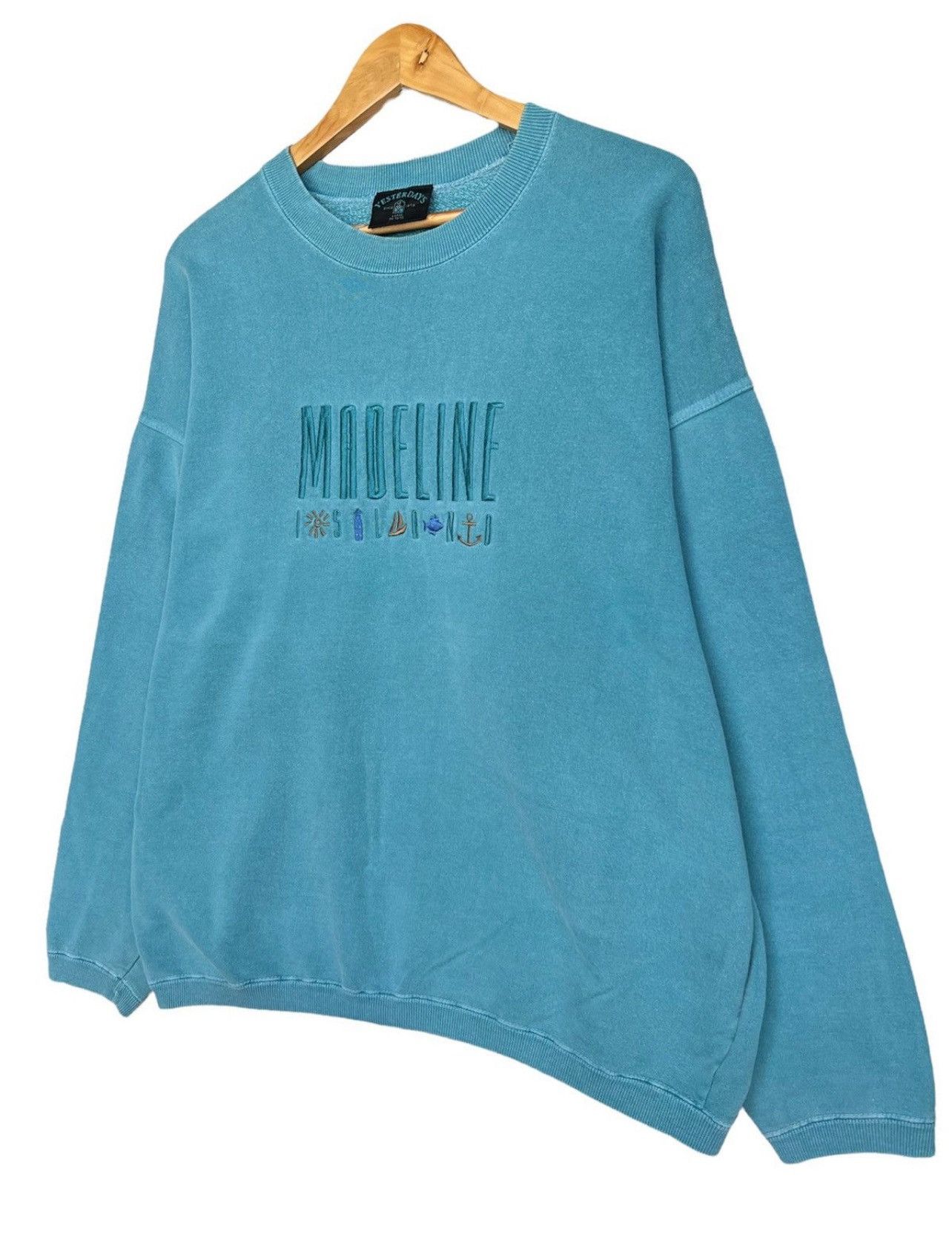 Vintage Vintage 90s Madeline Island Scenary Sweatshirt XL Turqoise Size US XL / EU 56 / 4 - 4 Thumbnail