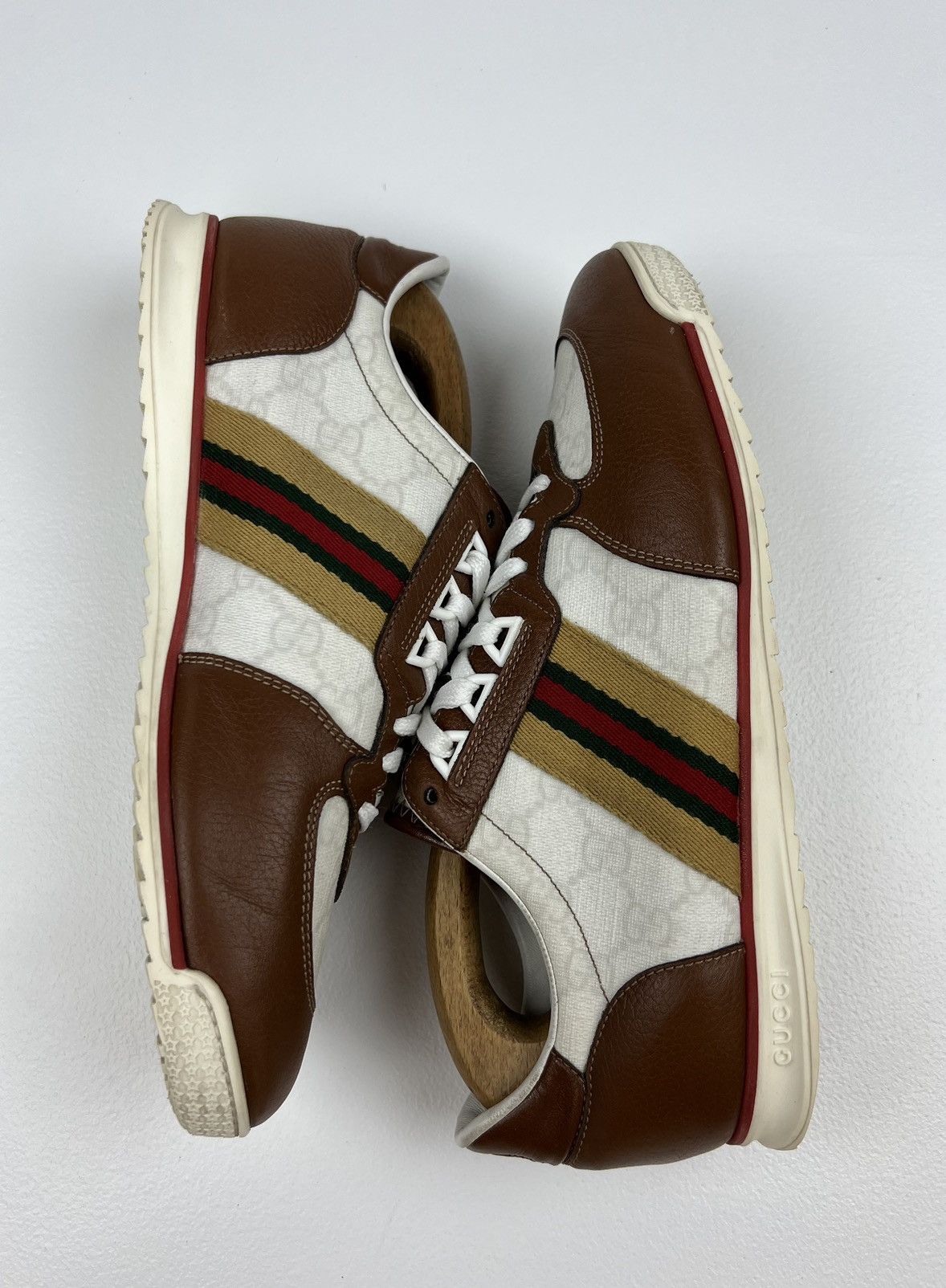 Gucci GUCCI Sneakers Low Top Shoes GG Monogram Web Stripe White Size US 7.5 / EU 40-41 - 12 Thumbnail