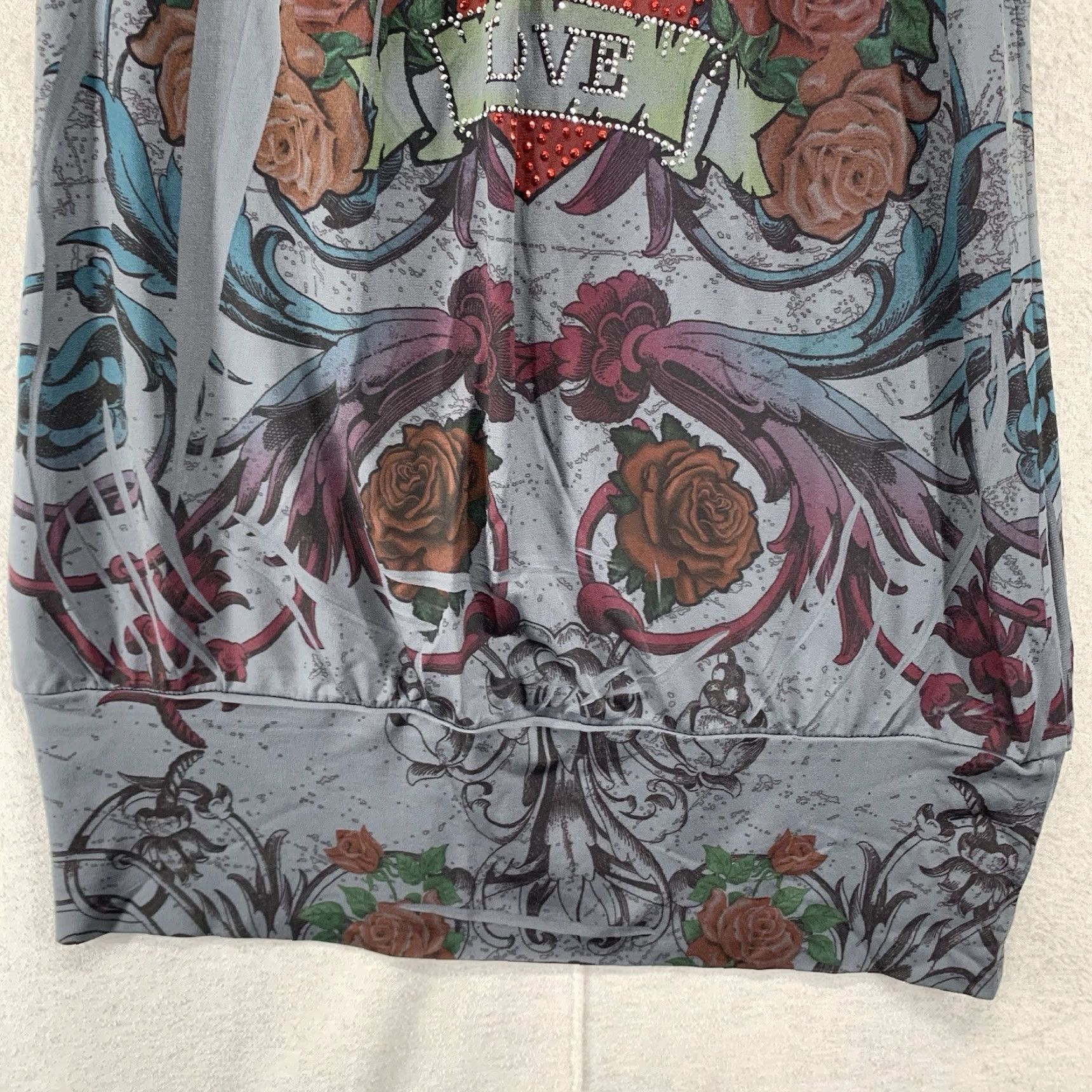 Vintage Vintage 90s y2k Tank Top Small Bling Red Heart Love Queen Grown Roses Soft Size S / US 4 / IT 40 - 7 Thumbnail
