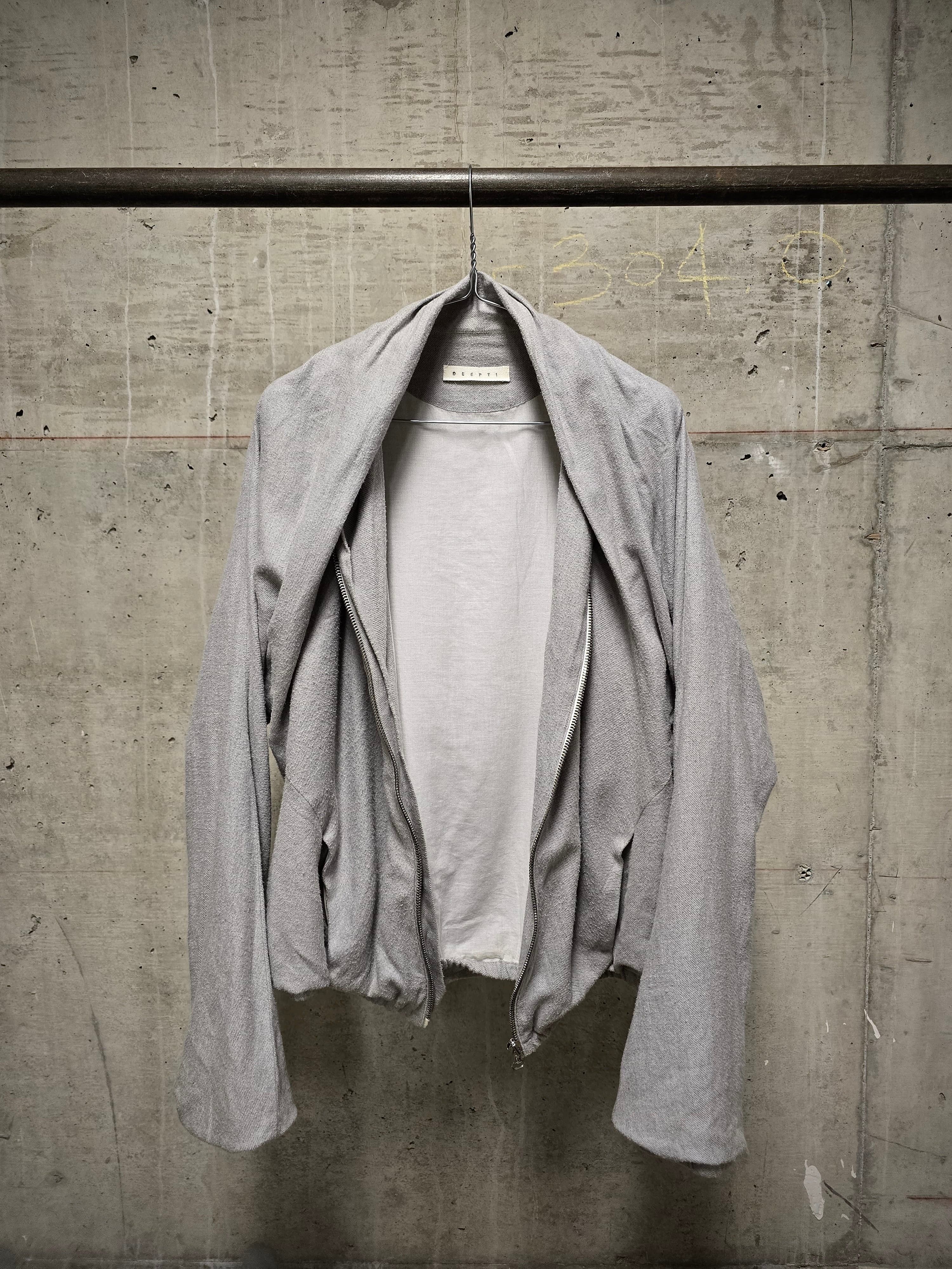 Deepti Deepti Light Grey Cotton Cocoon Bomber Jacket Size M / US 6-8 / IT 42-44 - 7 Thumbnail