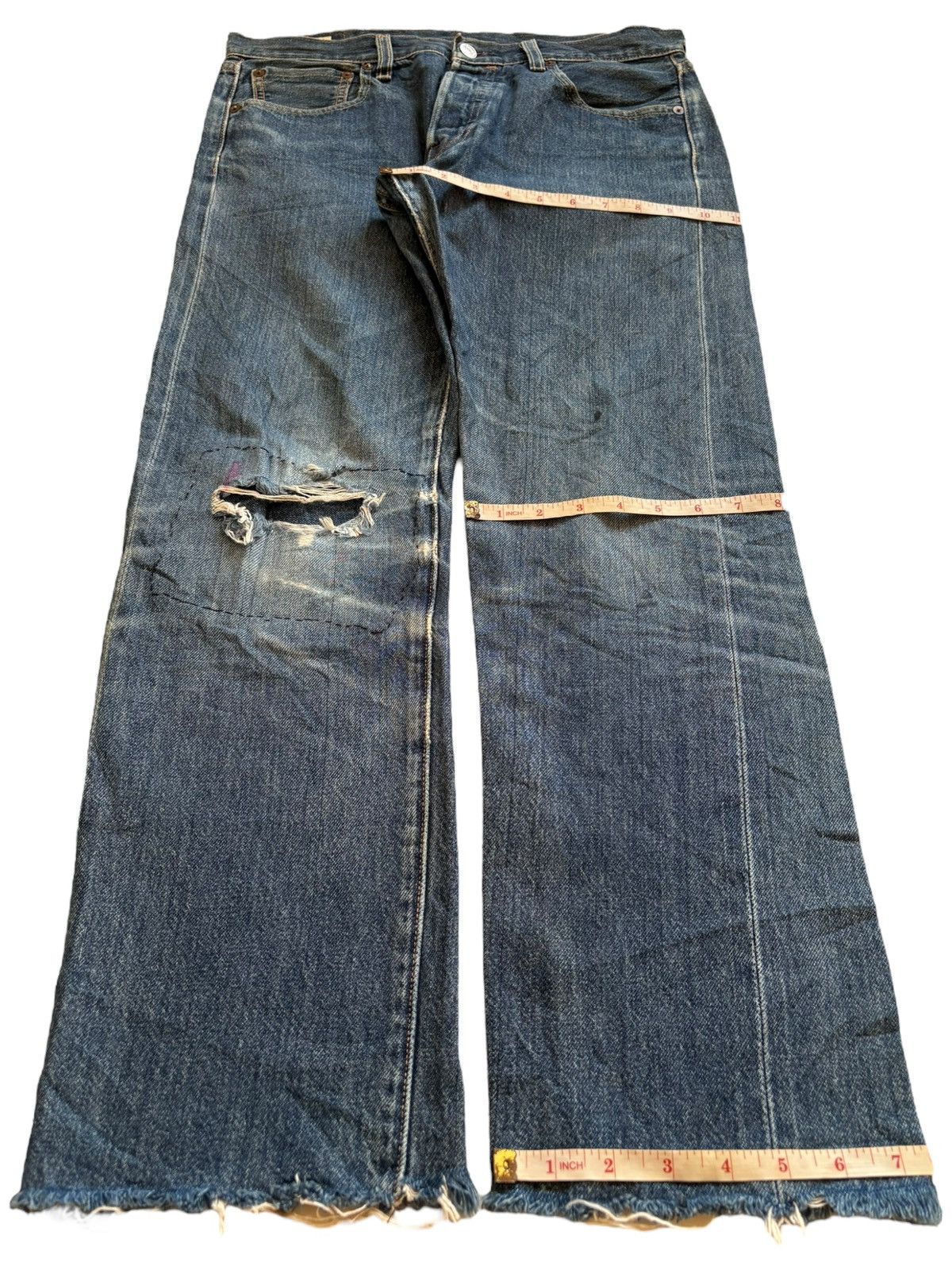 Levi's Vintage Levis 501 Selvedge Patch Ripped Jeans Size US 32 / EU 48 - 14 Thumbnail