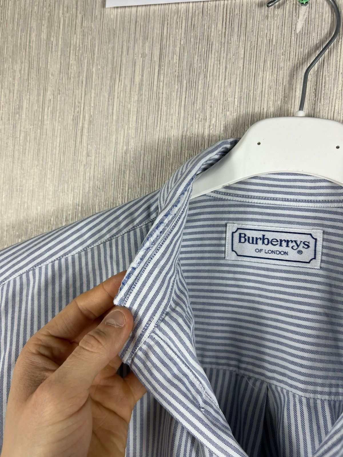 Burberry Vintage 90s Burberrys striped casual pocket logo shirt retro Size US L / EU 52-54 / 3 - 13 Thumbnail