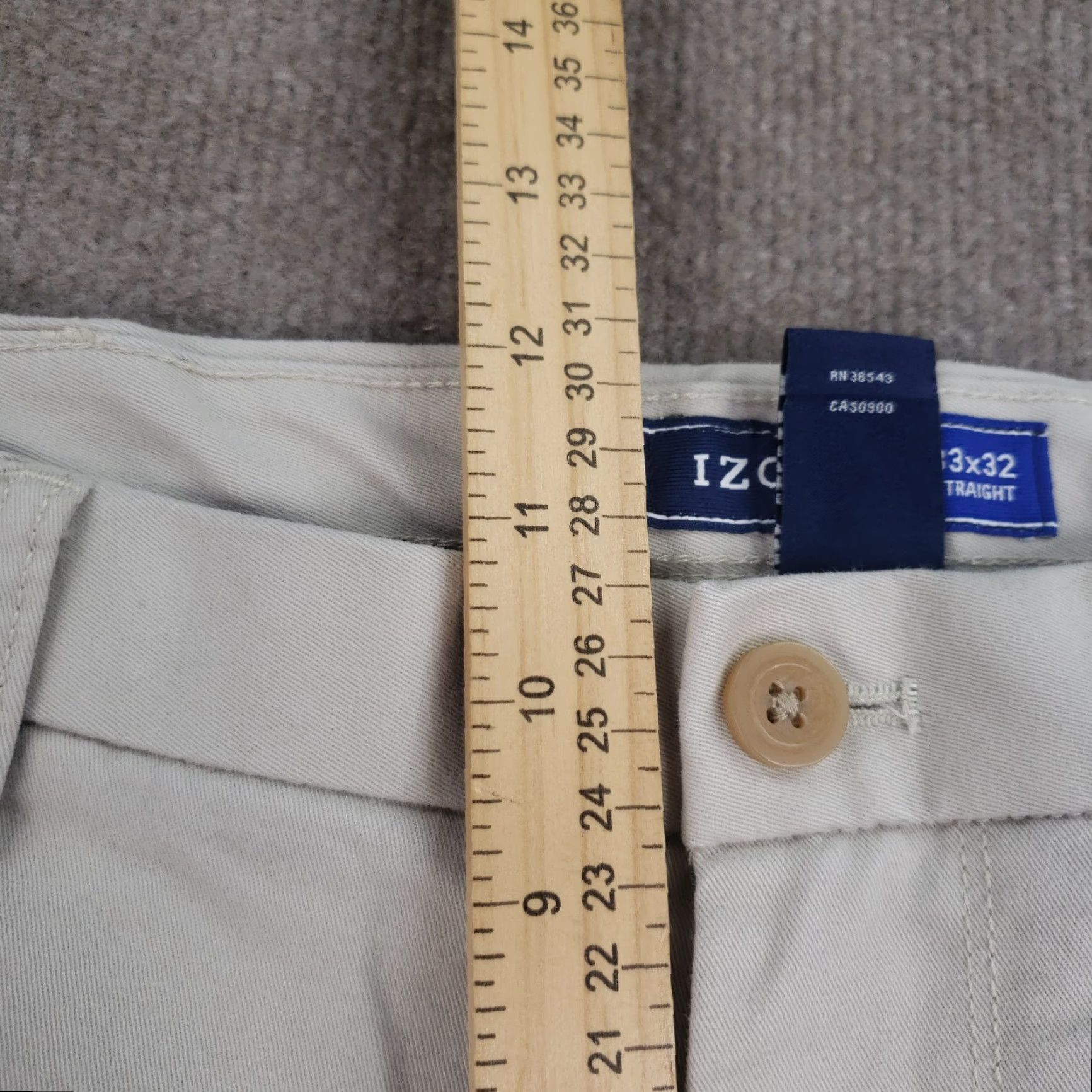 Izod IZOD Men's Beige Chino Straight Leg Pants 33x32 Stretch Casual Preppy Style Size US 33 - 7 Thumbnail