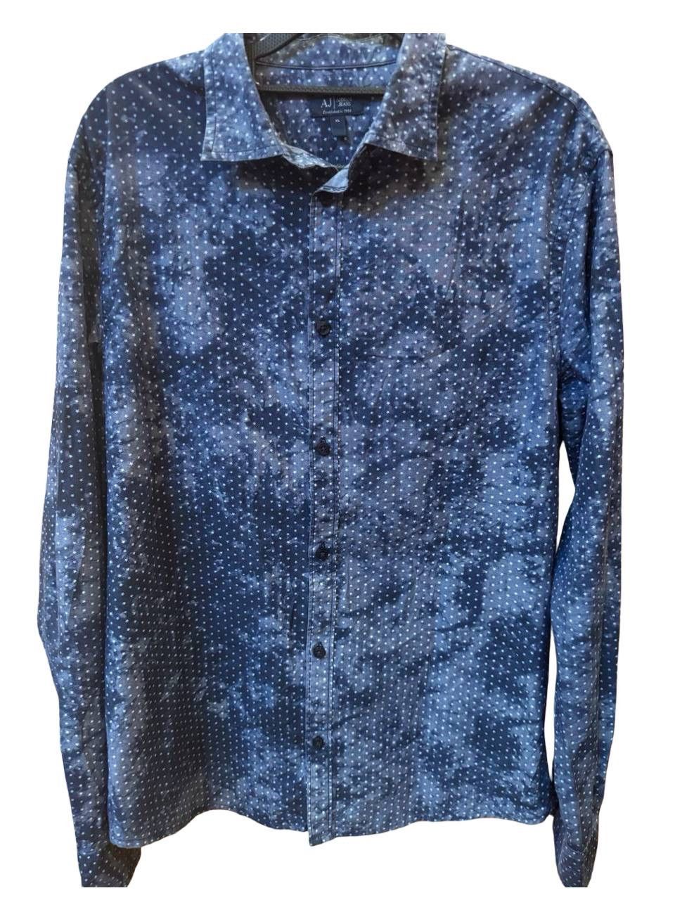 Armani Armani Jeans Star Print Clouds Dye Shirt Blue Vintage Size US XL / EU 56 / 4 - 1 Thumbnail