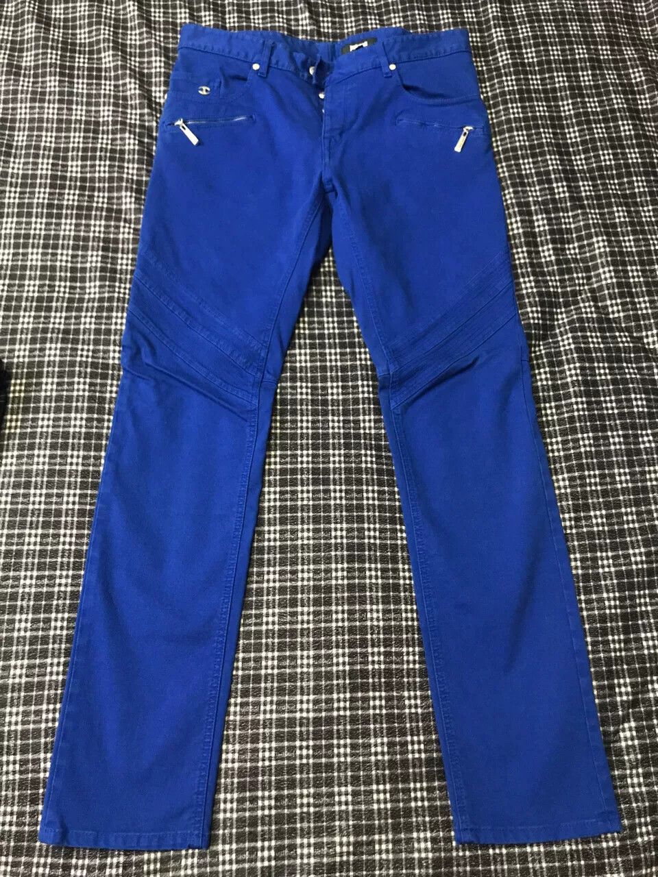 Just Cavalli Just Cavalli Blue Washed Biker Jeans Size US 32 / EU 48 - 1 Thumbnail