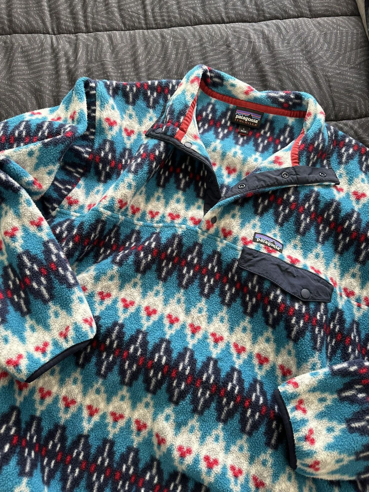 Patagonia Patagonia Synchilla Snap-T Fleece – Blue/Nordic Pattern Size US L / EU 52-54 / 3 - 6 Thumbnail