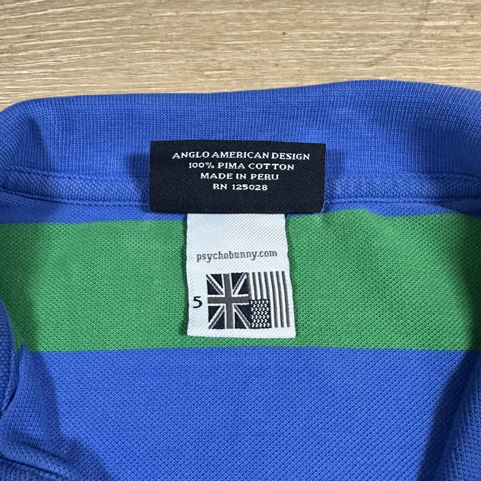 Psycho Bunny Psycho Bunny Men's Polo Shirt Size 5 Blue and Green Striped Size US M / EU 48-50 / 2 - 5 Thumbnail