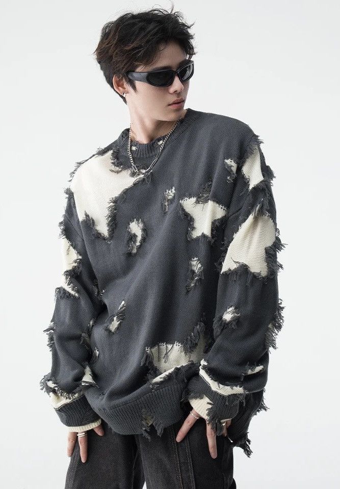 Japanese Brand × Vintage Retro hip hop star distressed oversized sweater knitwear Size US XL / EU 56 / 4 - 3 Thumbnail