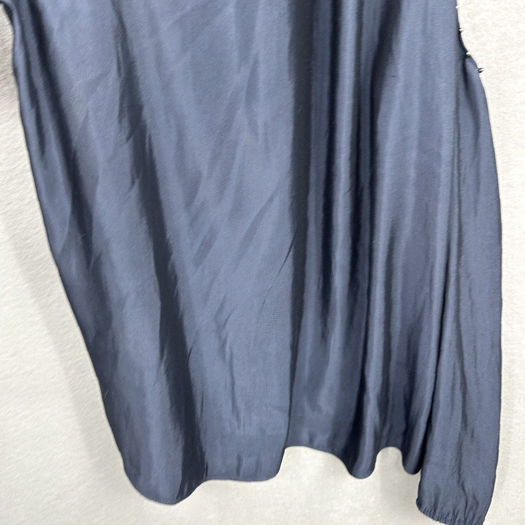Ramy Brook Ramy Brook Blouse Candice Womens Small Cold Shoulder Beaded Satin Polyester Blue Solid Designer Quiet Luxury READ Size S / US 4 / IT 40 - 7 Thumbnail