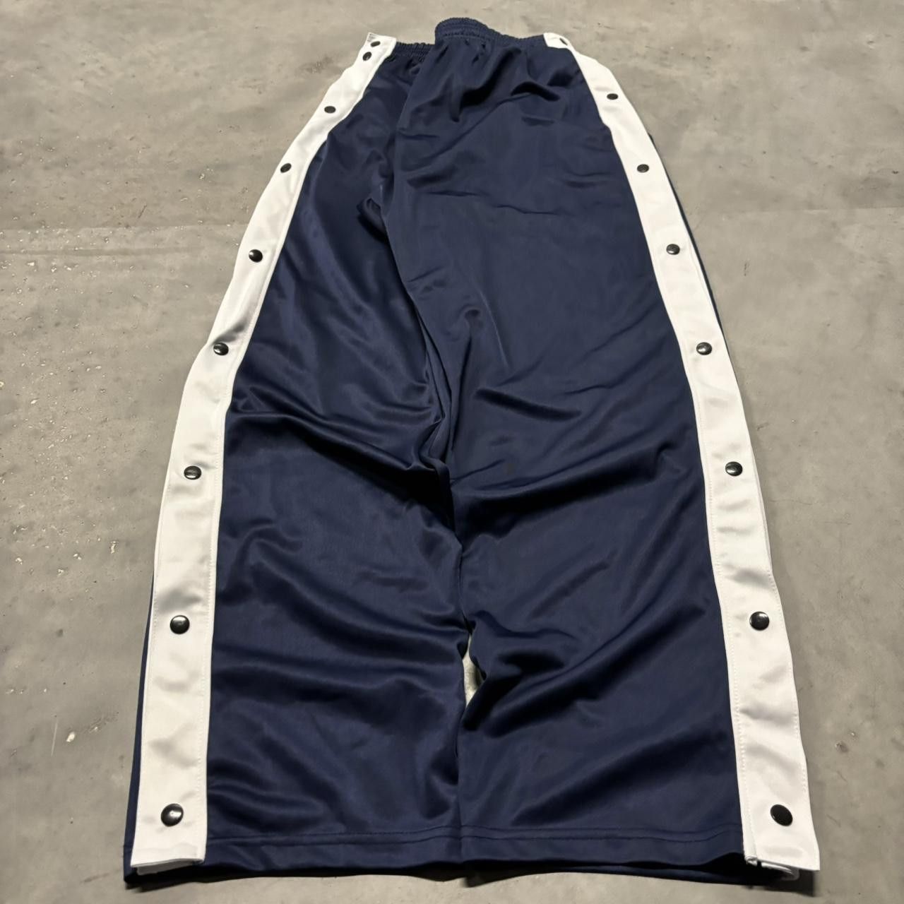 Japanese Brand × Vintage Crazy Vintage Y2K/2000s Navy Blue Striped Skater Tear-Away Essential Track Pants! Size US 30 / EU 46 - 2 Thumbnail