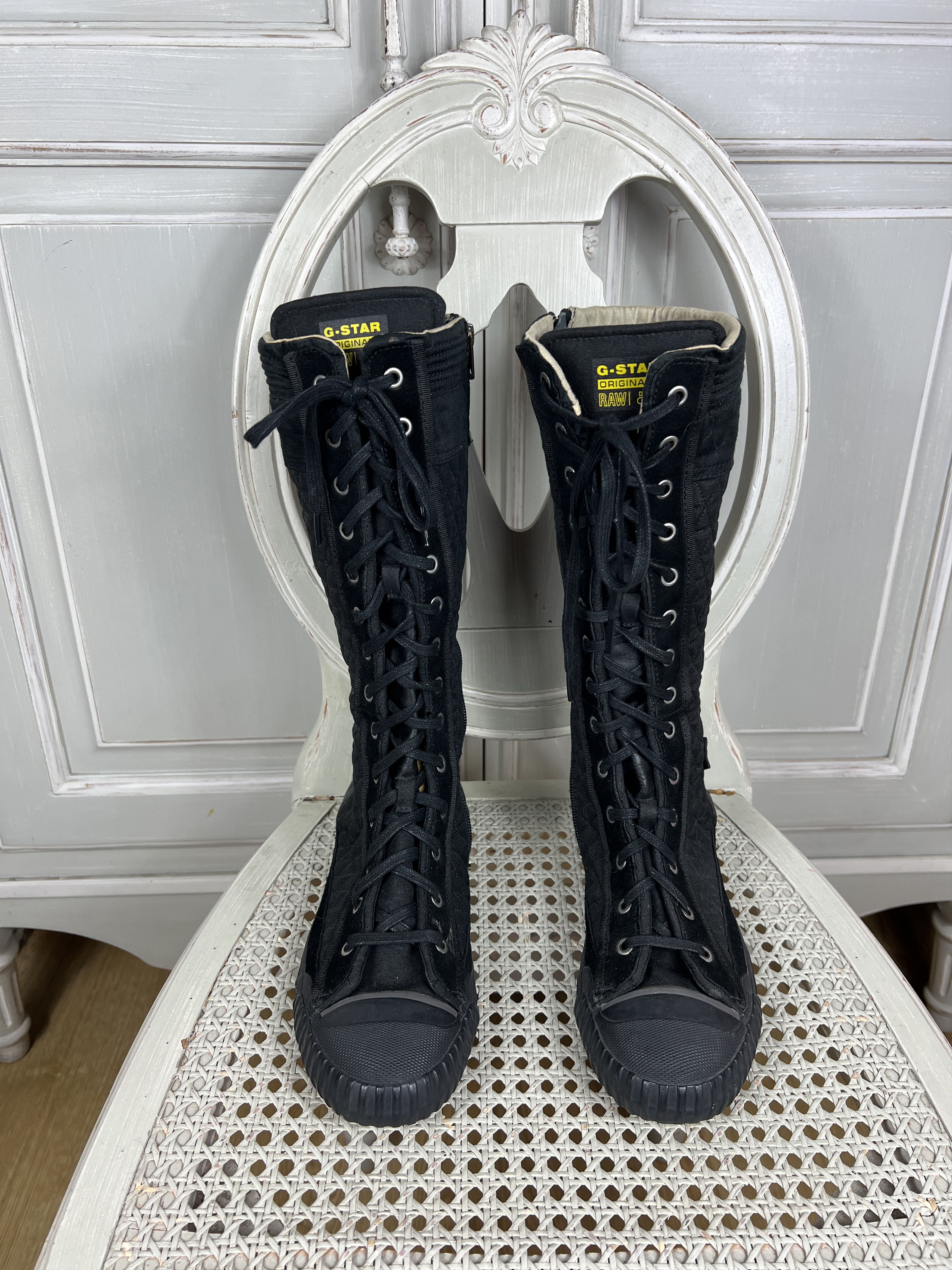 G-Star × Vintage VINTAGE G STAR HIGH LACE UP MOTO RACING BOOTS Size US 10 / IT 40 - 3 Thumbnail