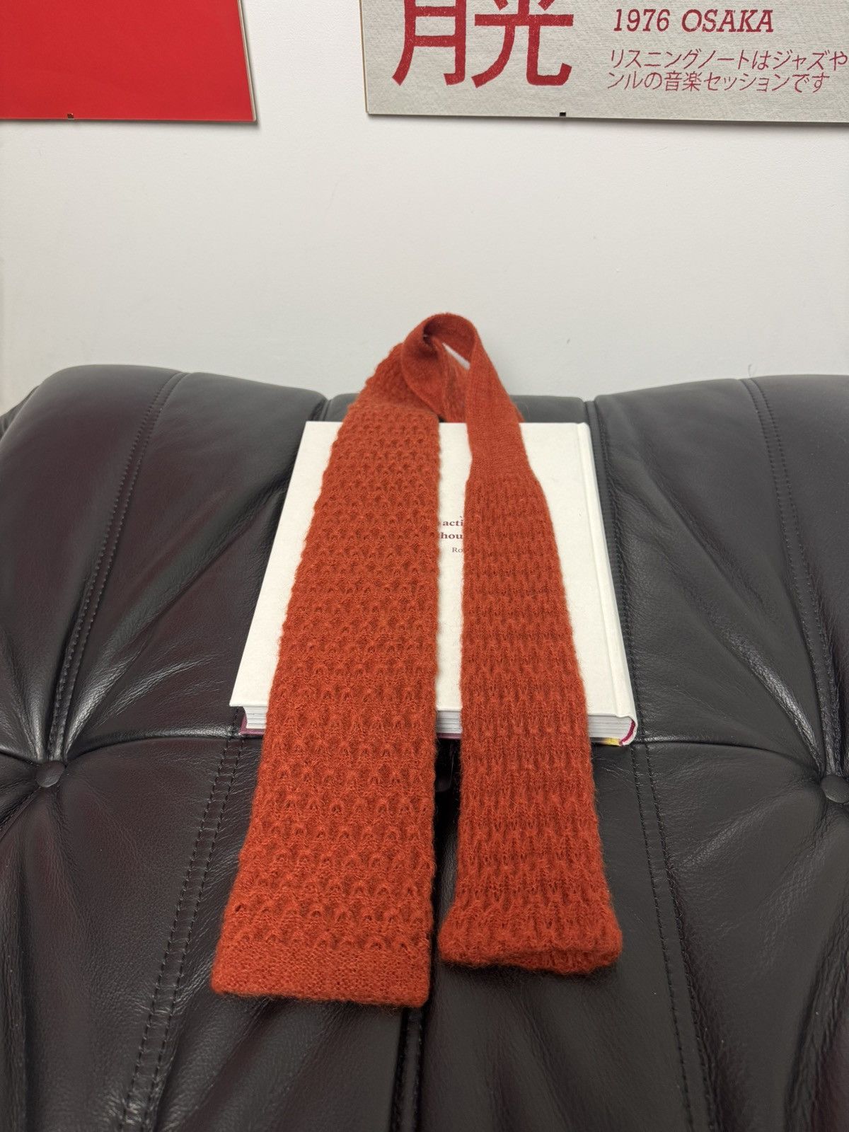 Vintage 80s Givenchy Gentelman Paris Mohair Tie Orange Rare