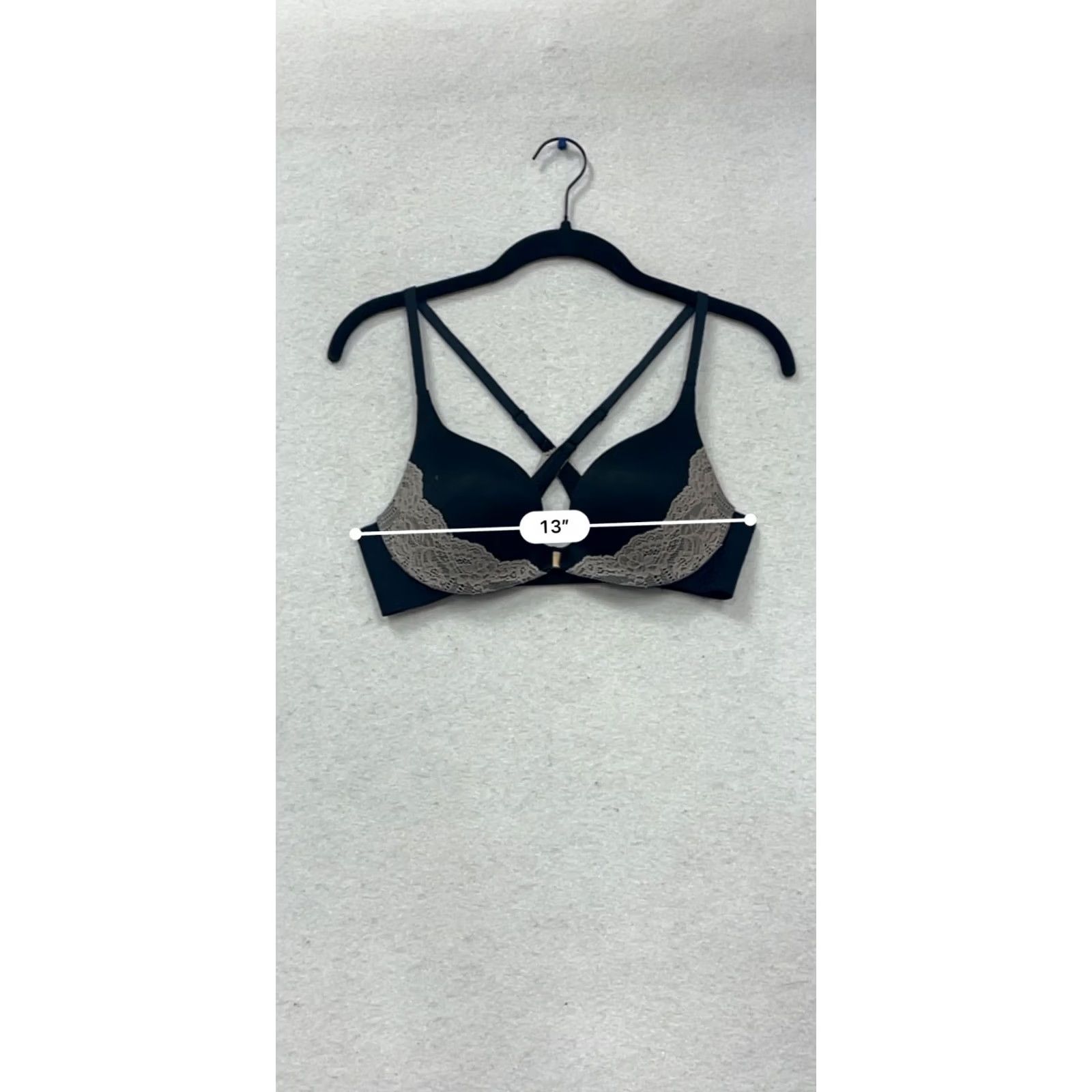 Victoria's Secret Victoria's Secret Lace Trim Push Up Bra Cross Back Design 34B Womens Black, Nylon Elastane, Front Clip, Like New, Pre-Owned, 548A Size ONE SIZE - 7 Thumbnail