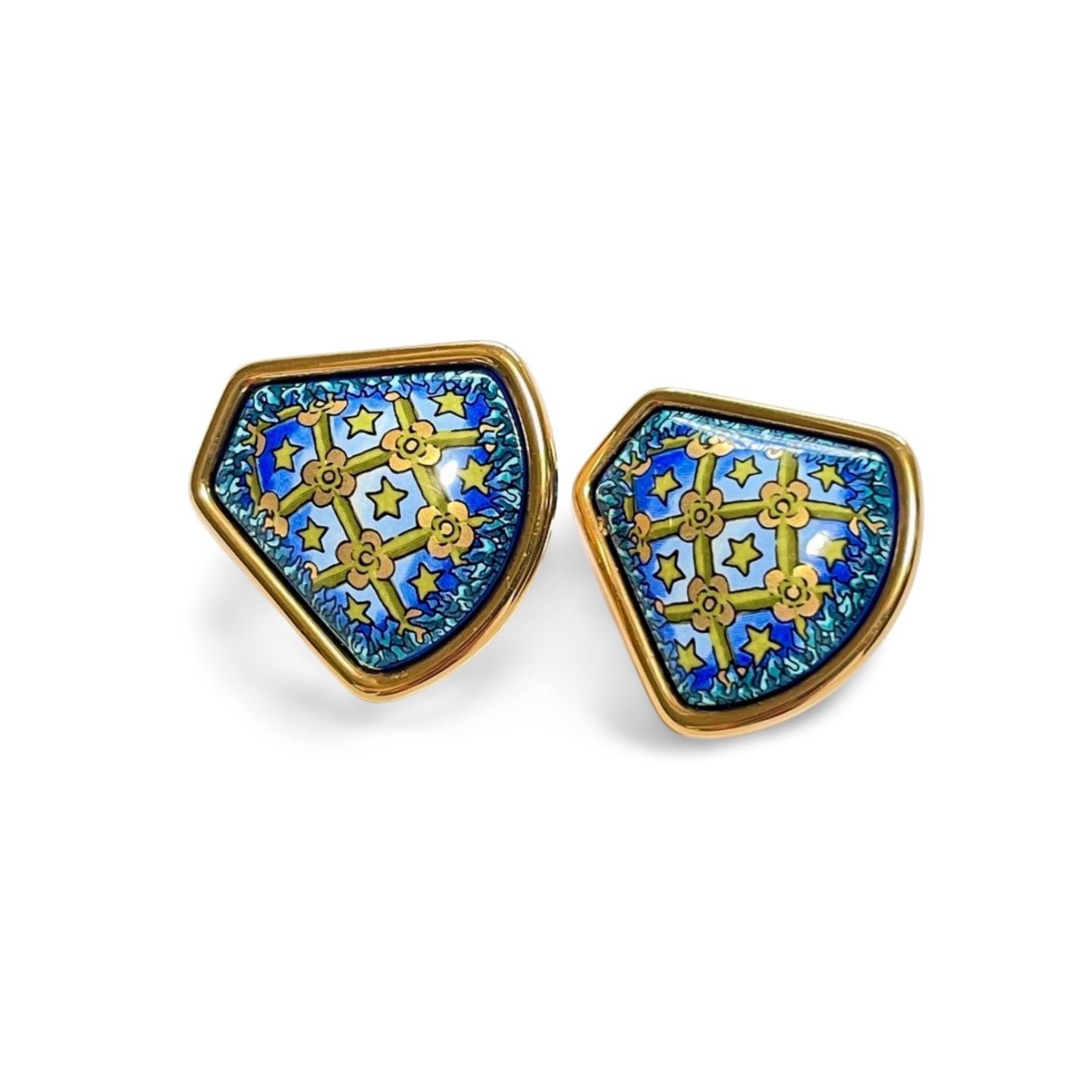 Hermes Vintage Hermes cloisonne enamel golden earrings Size ONE SIZE - 8 Thumbnail