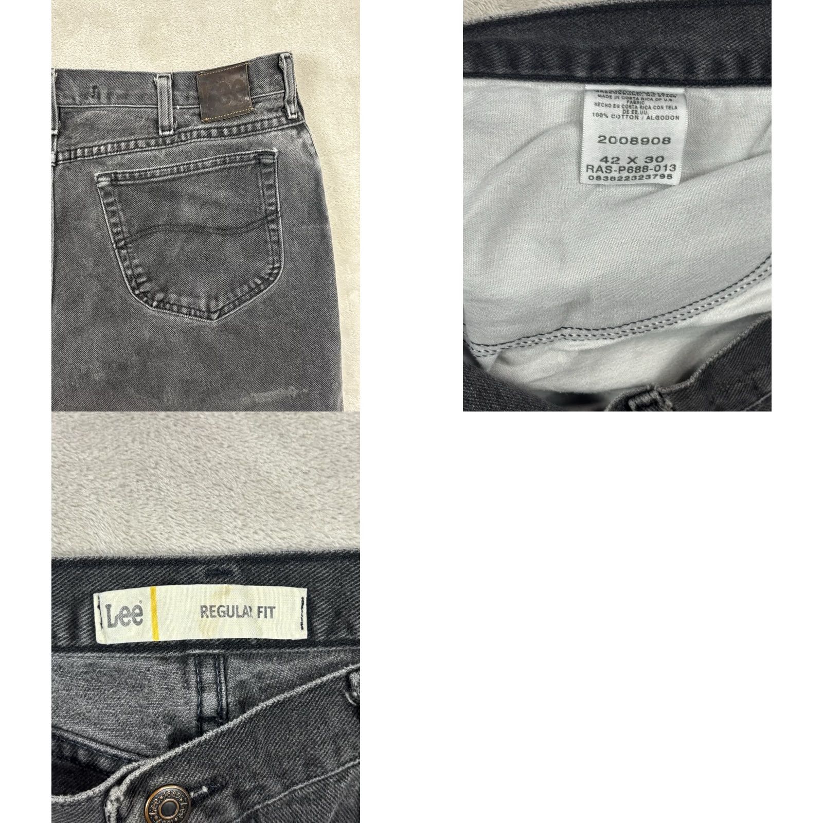 Lee Lee Jeans Men’s Faded Black Regular Fit Straight Leg Outdoors Comfort 42x30 Size US 42 / EU 58 - 8 Thumbnail