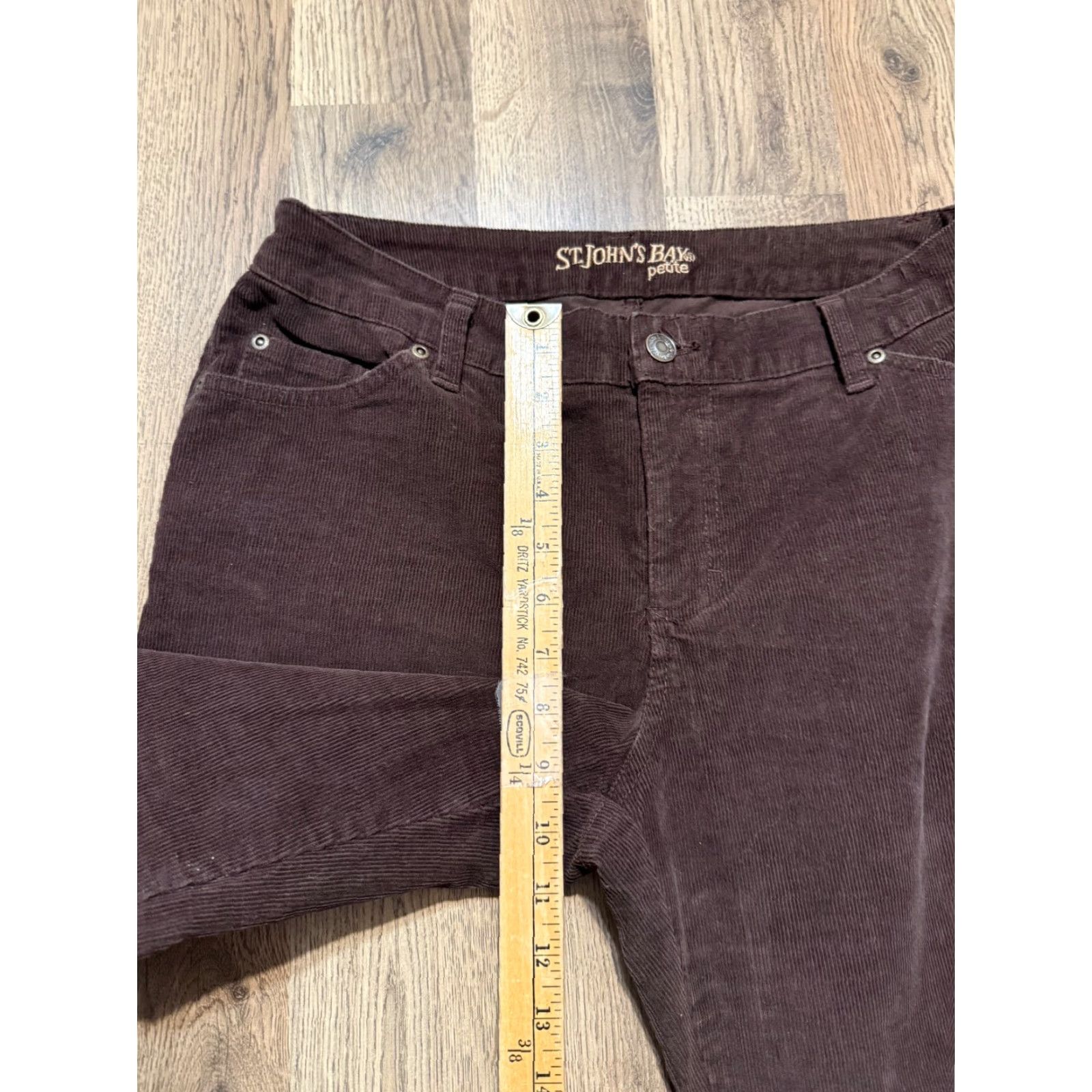 Vintage St. John's Bay Pants Womens 8 Petite Brown Corduroy Bootcut High Rise Pants Size 30" / US 8 / IT 44 - 6 Thumbnail
