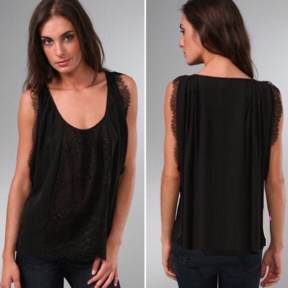 Joie Joie Versaille Black Silk Lace Blouse Size M Size M / US 6-8 / IT 42-44 - 2 Thumbnail