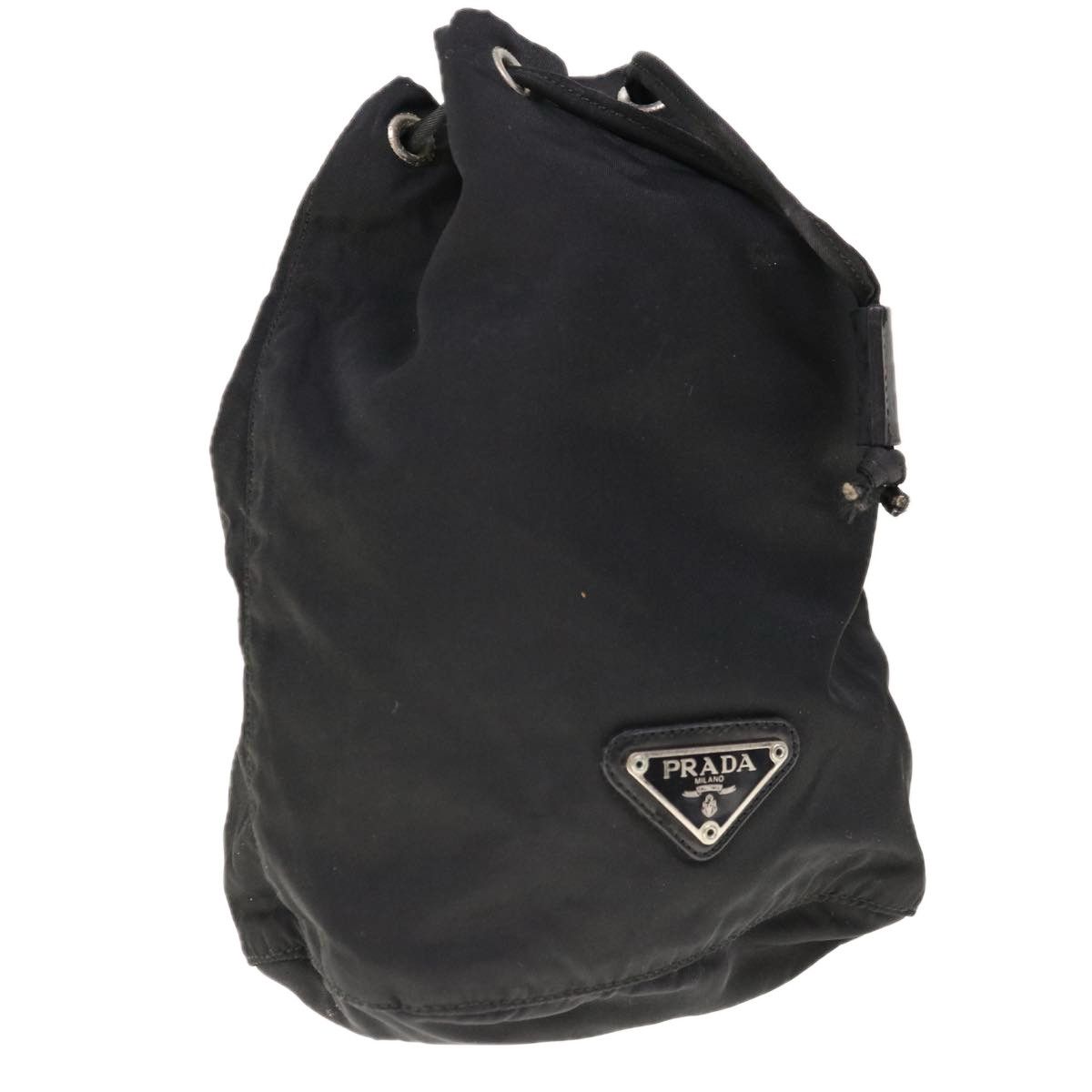 image of Prada Drawstring Pouch Pouch Nylon Black Auth Yk10352, Women's