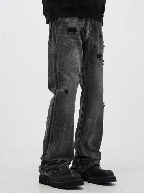 VIBE Street black men's straight retro casual washed ripped jeans Size US 32 / EU 48 - 8 Thumbnail
