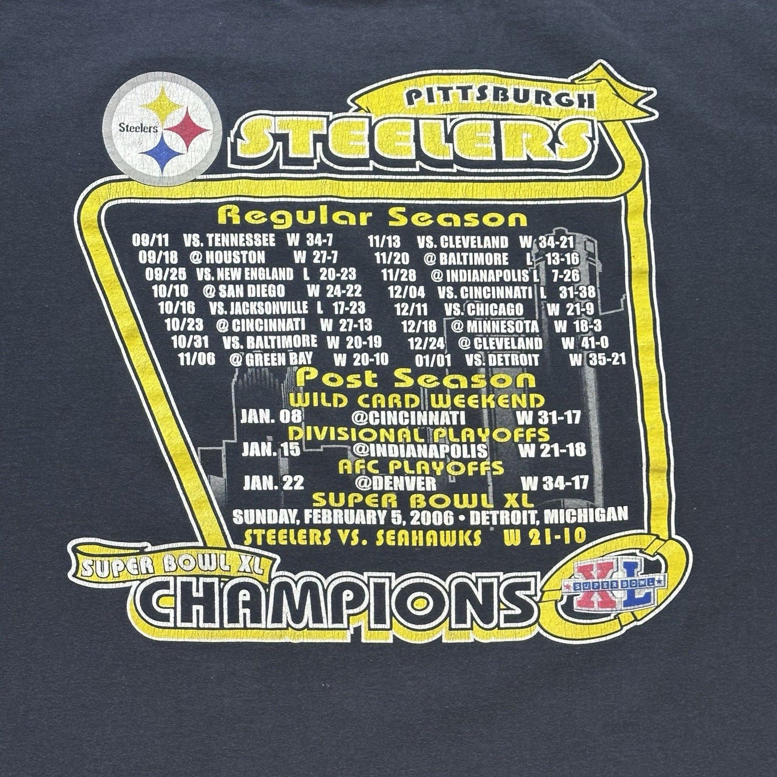 Vintage Vintage Pittsburgh Steelers T-Shirt XL '06 Super Bowl Champs Size US XL / EU 56 / 4 - 9 Thumbnail