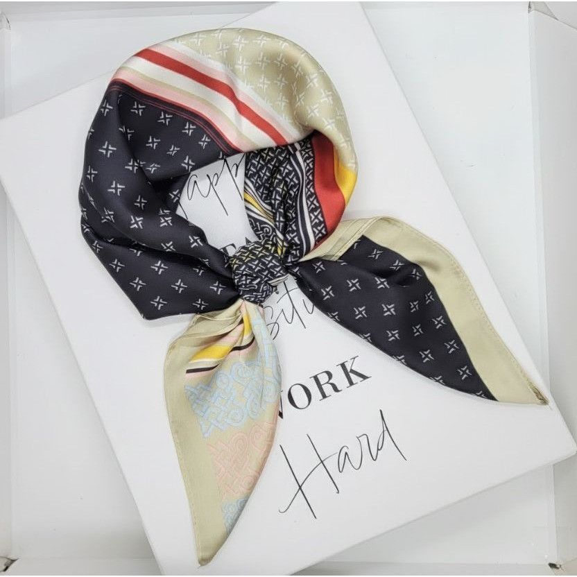 Other Patchwork Print Silk Appearance Square Scarf Stylish & Versa Size ONE SIZE - 1 Thumbnail