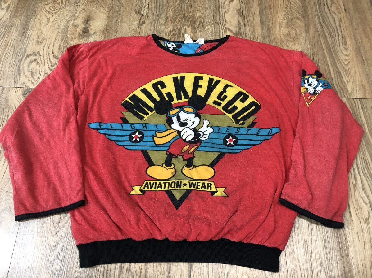 image of Mickey Mouse x Mickey Unlimited Vintage Mickey Aviation Reversible Sweatshirt By J.g Hook (Size XL)