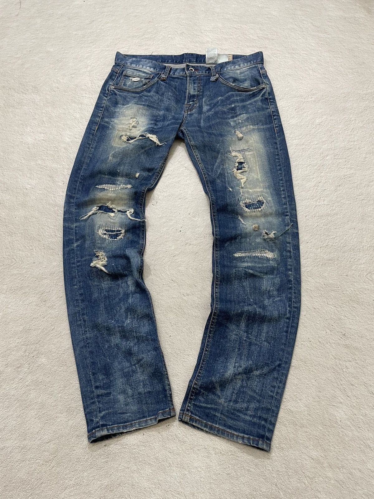 Japanese Brand 2000s Buckaroo Heavy Distressed Denim Ripped Jeans Wash LGB Size US 35 - 1 Thumbnail