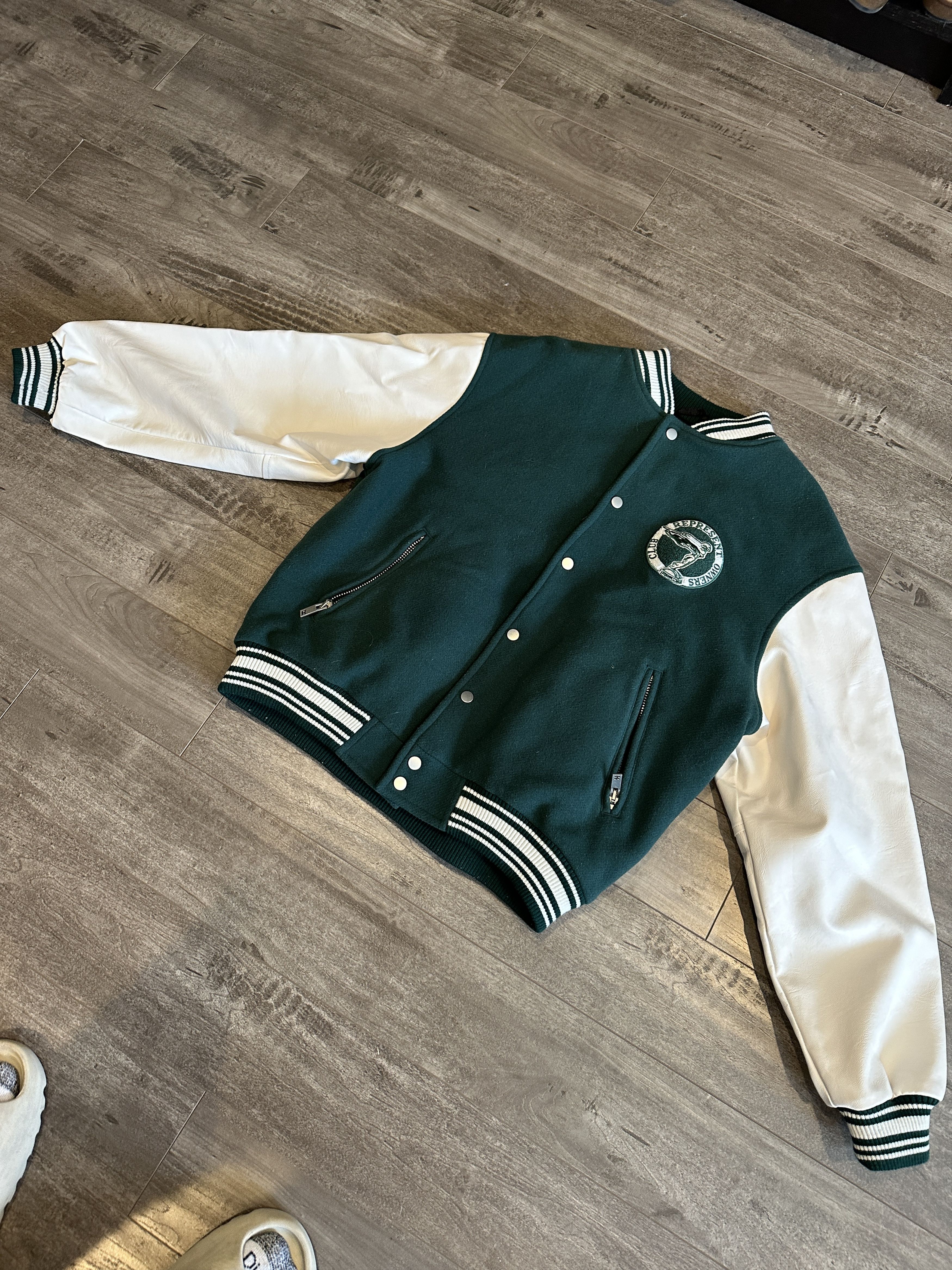 image of Represent Clo. Varsity Jacket in Green, Men's (Size Small)