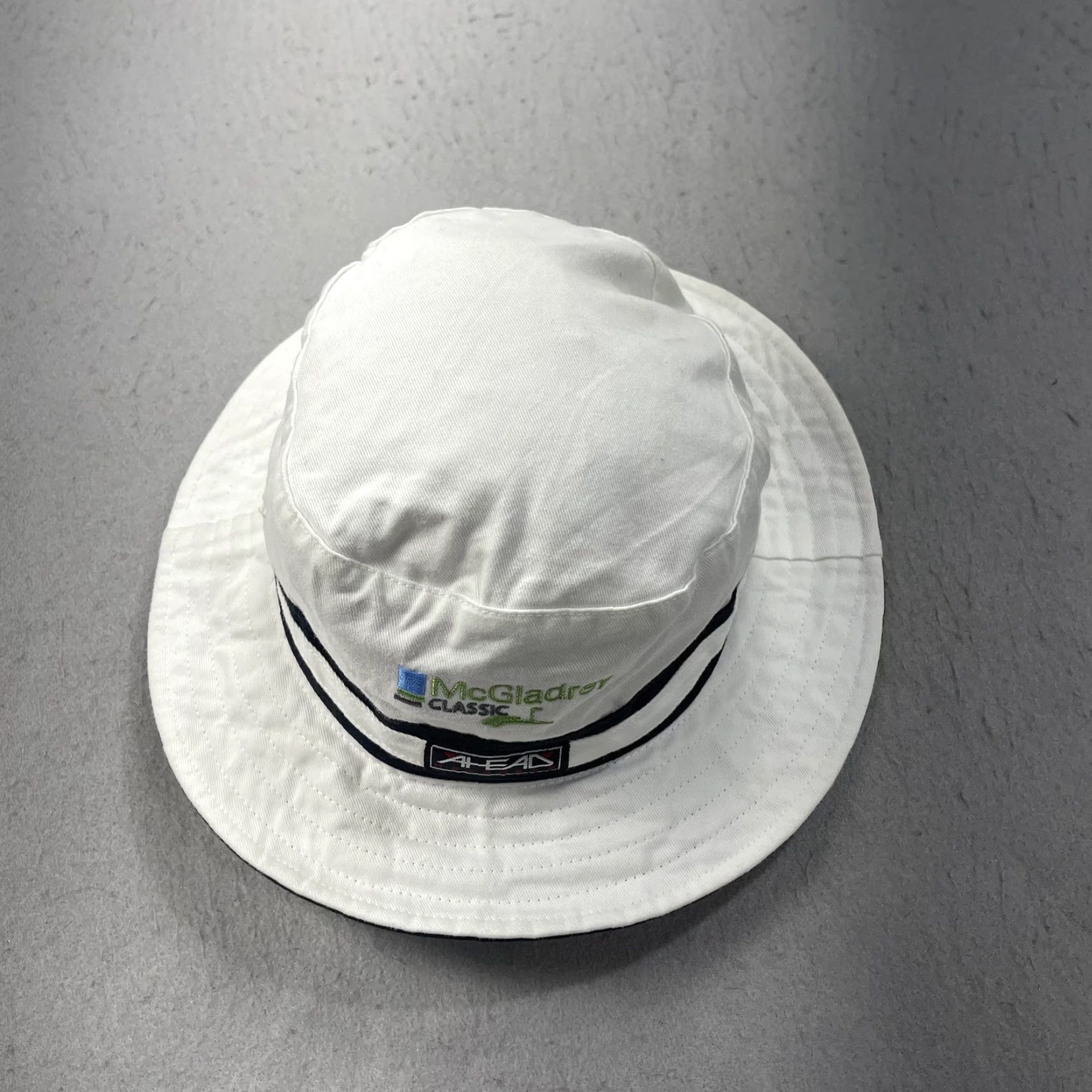 Vintage Ahead Sea Island Golf Bucket Hat Cap Adult M/L White Navy Blue, Cotton, Casual, Men, 1 Size? Size ONE SIZE - 4 Thumbnail